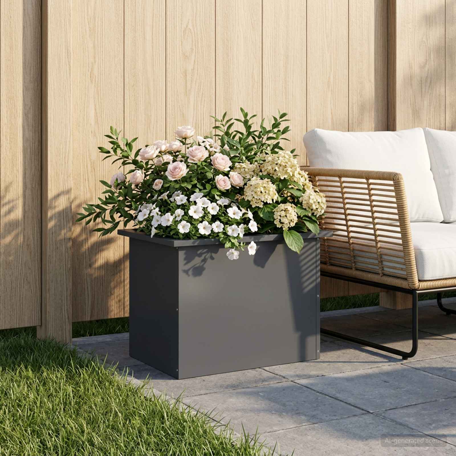 Plantenbak met led Antraciet 40 x 60 x 40 cm Staal image 3