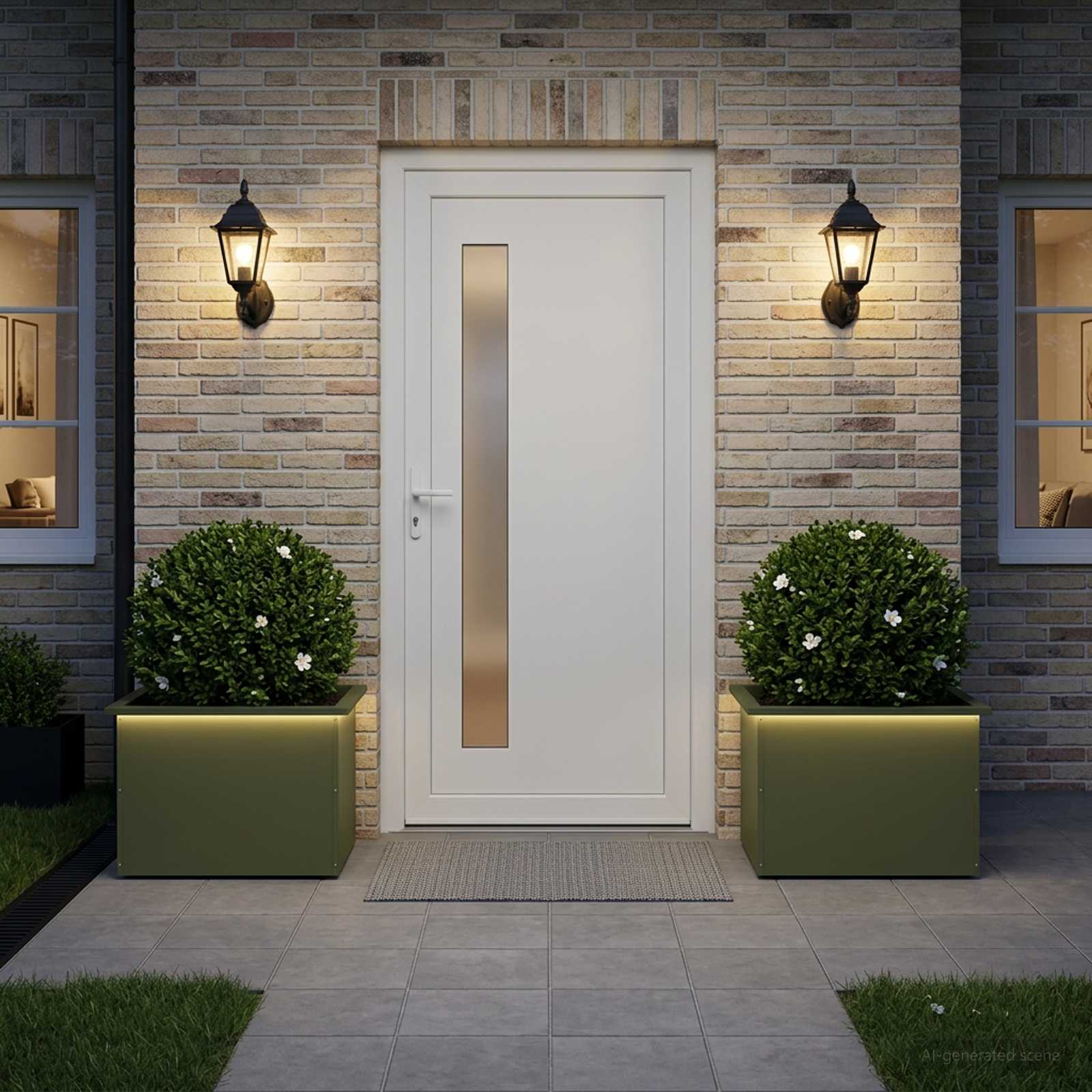 Plantenbak met led 2 st Olijfgroen 40 x 60 x 40 cm Staal image 3