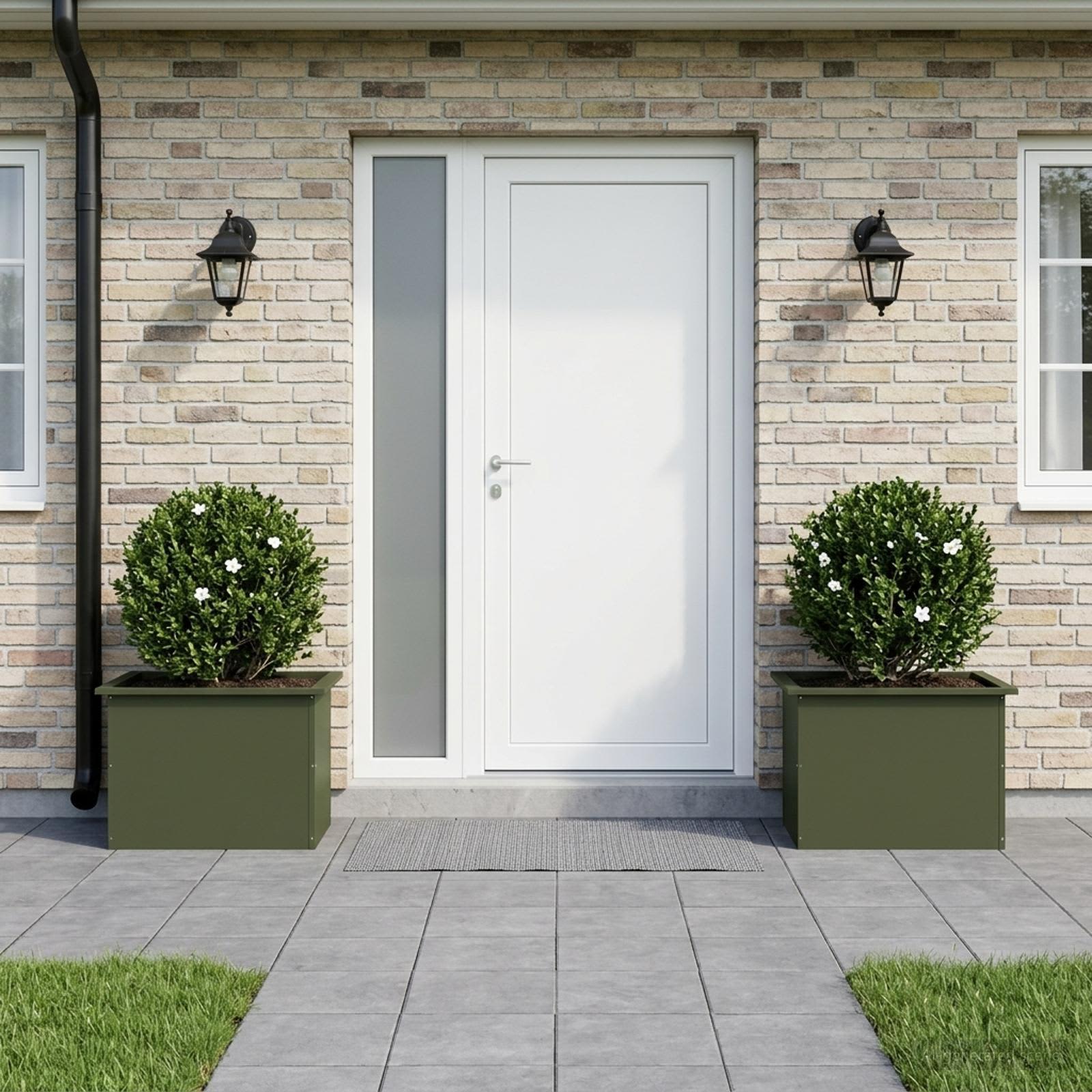 vidaXL Plantekasse med LED 2 stk. Olivengrøn 40 x 60 x 40 cm Stål