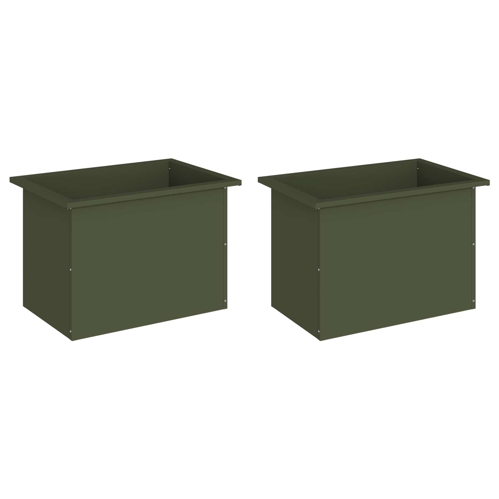Plantenbak met led 2 st Olijfgroen 40 x 60 x 40 cm Staal image 4