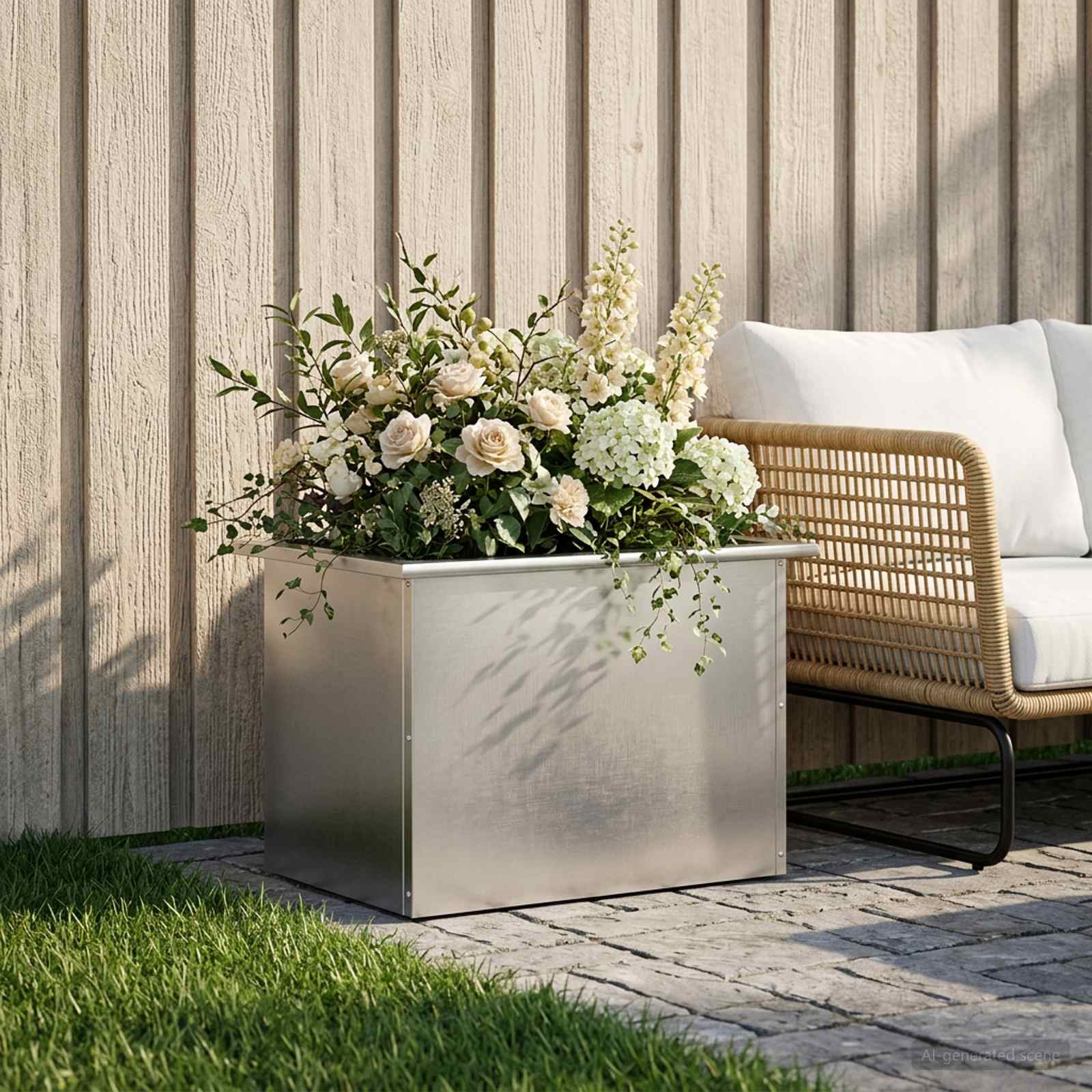 Plantenbak met led zilver 40 x 60 x 40 cm Roestvrij staal image 3
