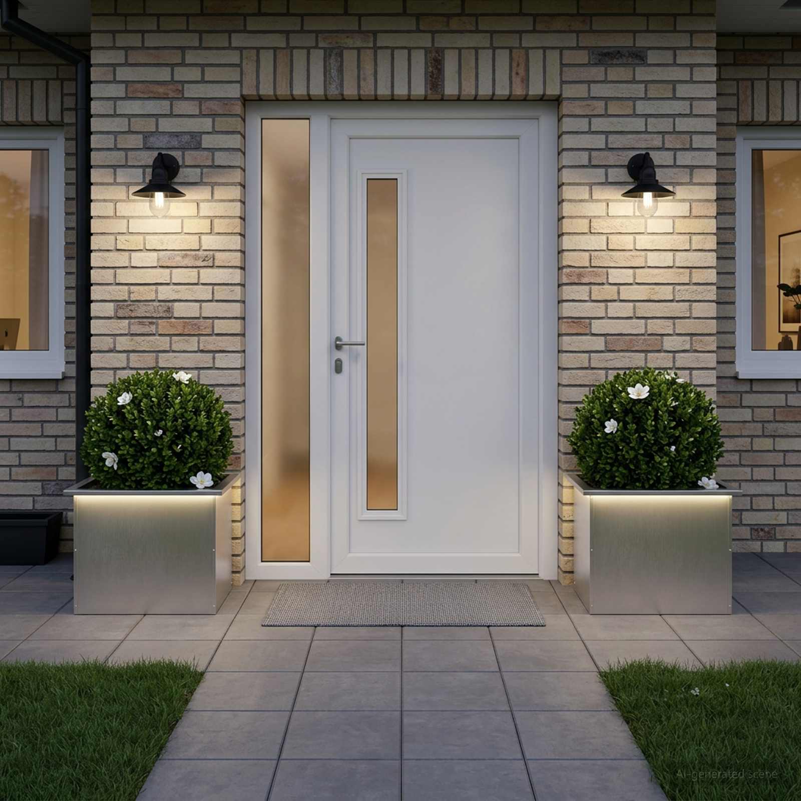 Plantenbak met led 2 st zilver 40 x 60 x 40 cm Roestvrij staal image 1