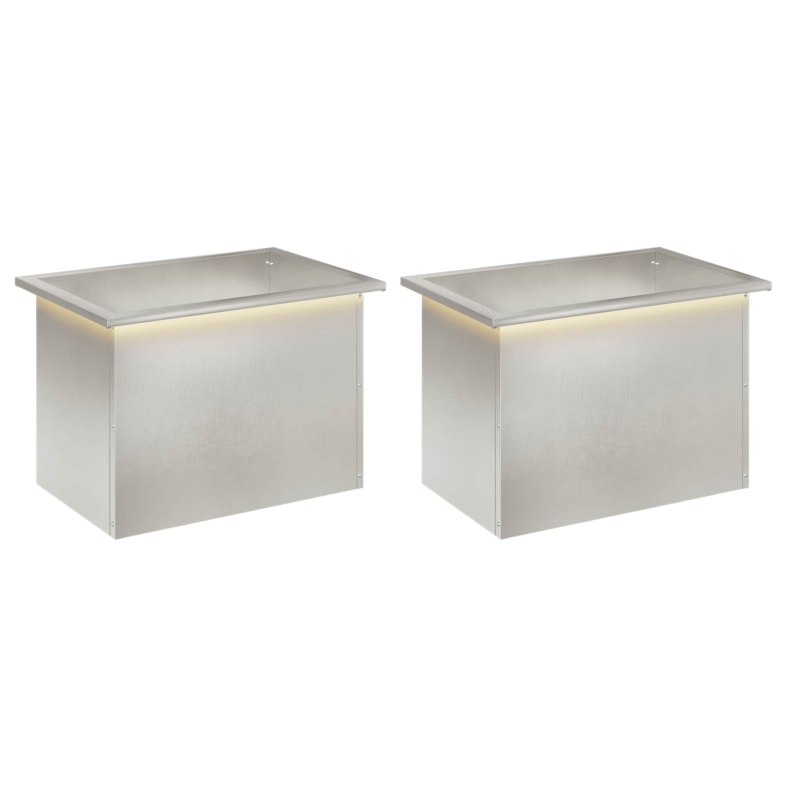 Plantenbak met led 2 st zilver 40 x 60 x 40 cm Roestvrij staal image 2