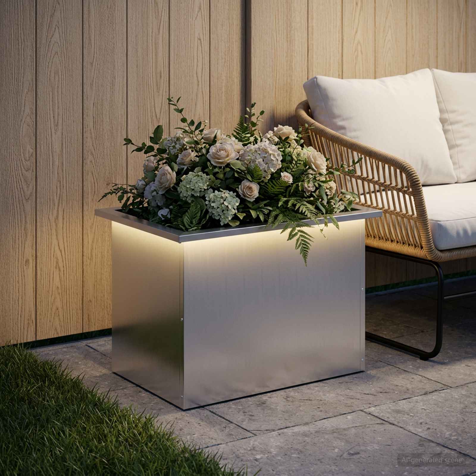 Plantenbak met led zilver 40 x 60 x 40 cm Gegalvaniseerd staal image 1