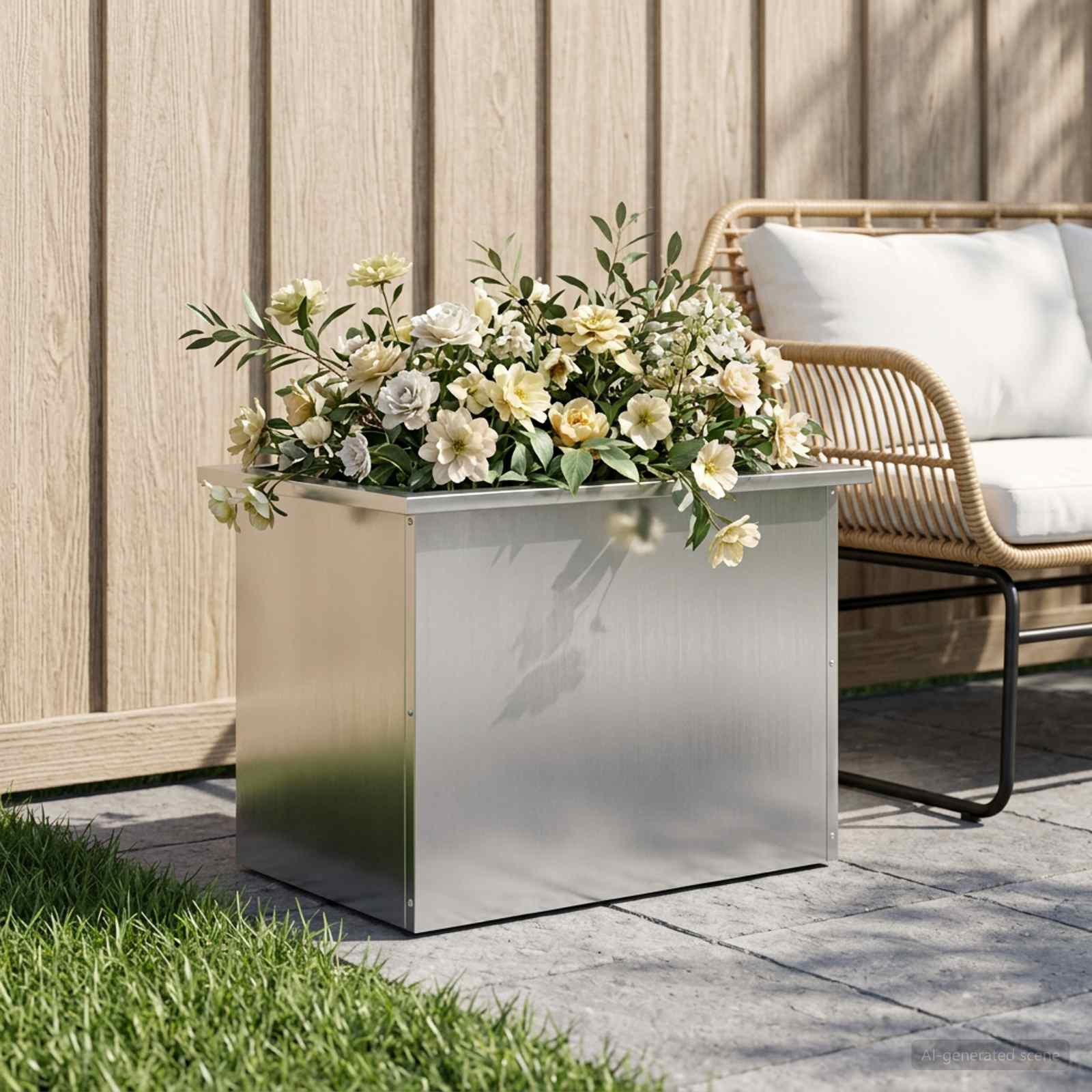 Plantenbak met led zilver 40 x 60 x 40 cm Gegalvaniseerd staal image 3
