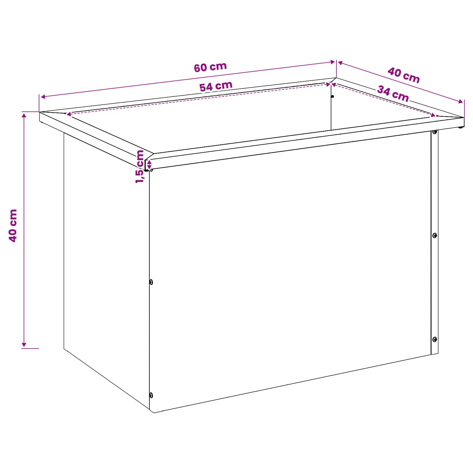 Plantenbak met led zilver 40 x 60 x 40 cm Gegalvaniseerd staal image 12