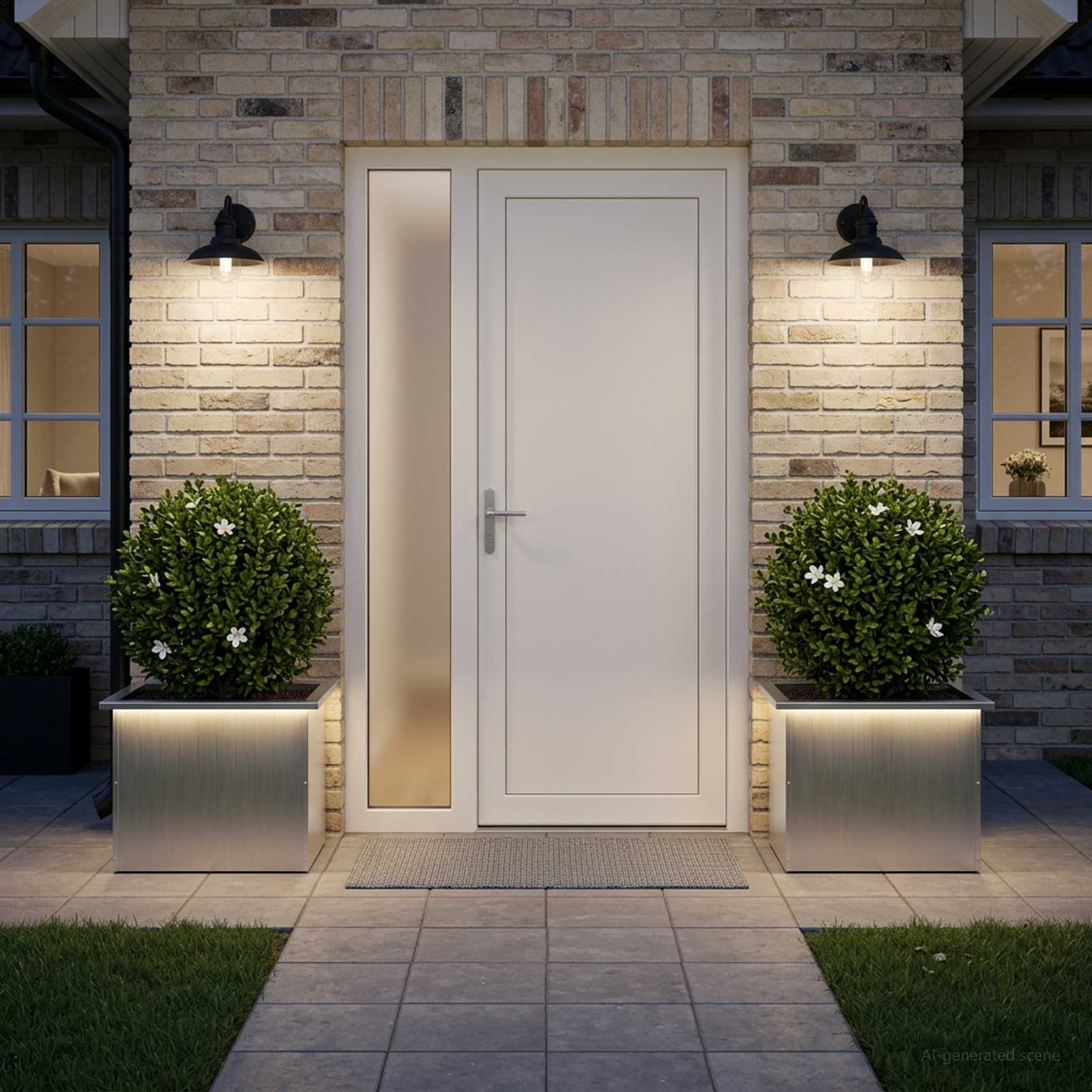 Plantenbak met led 2 st zilver 40 x 60 x 40 cm image 1