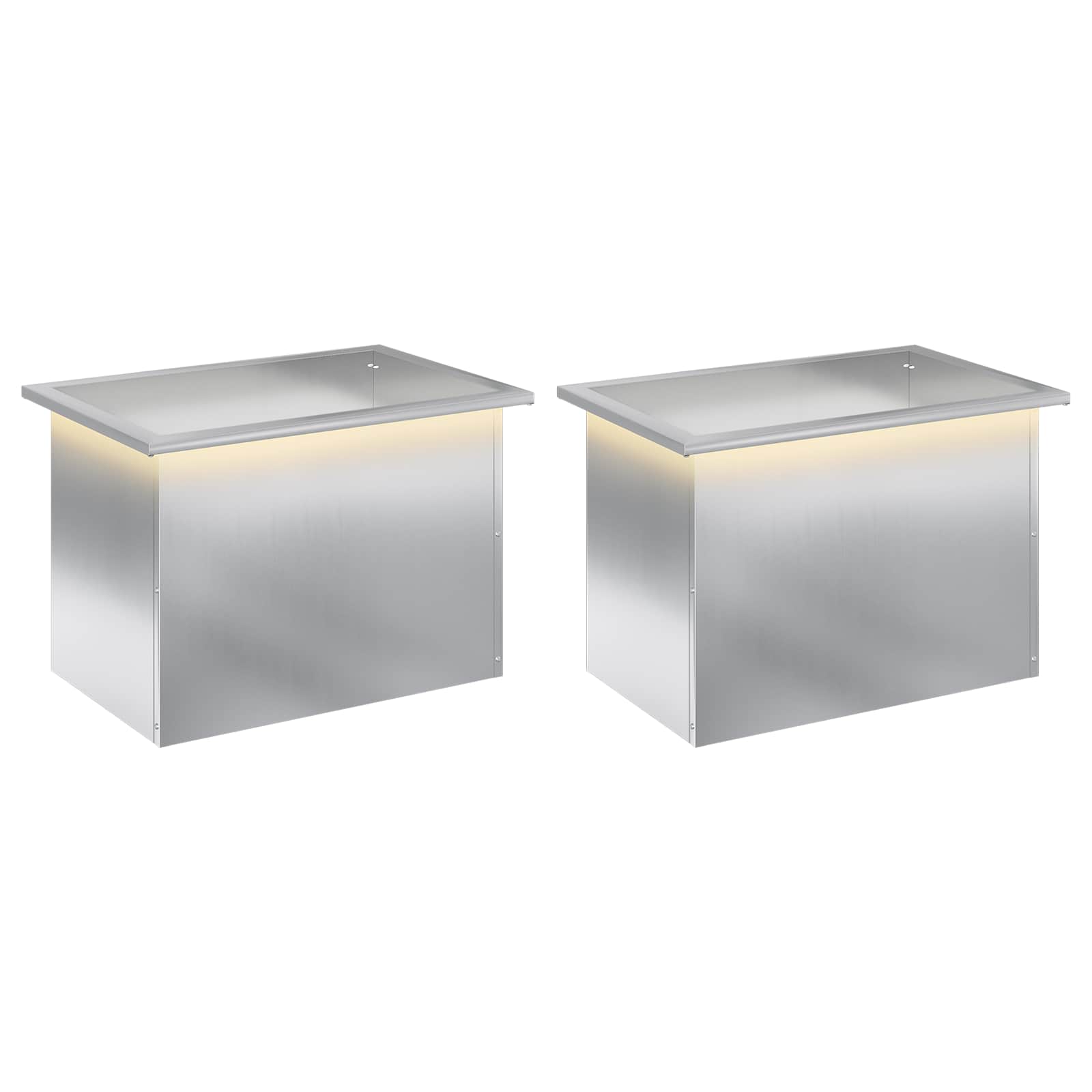 Plantenbak met led 2 st zilver 40 x 60 x 40 cm image 2
