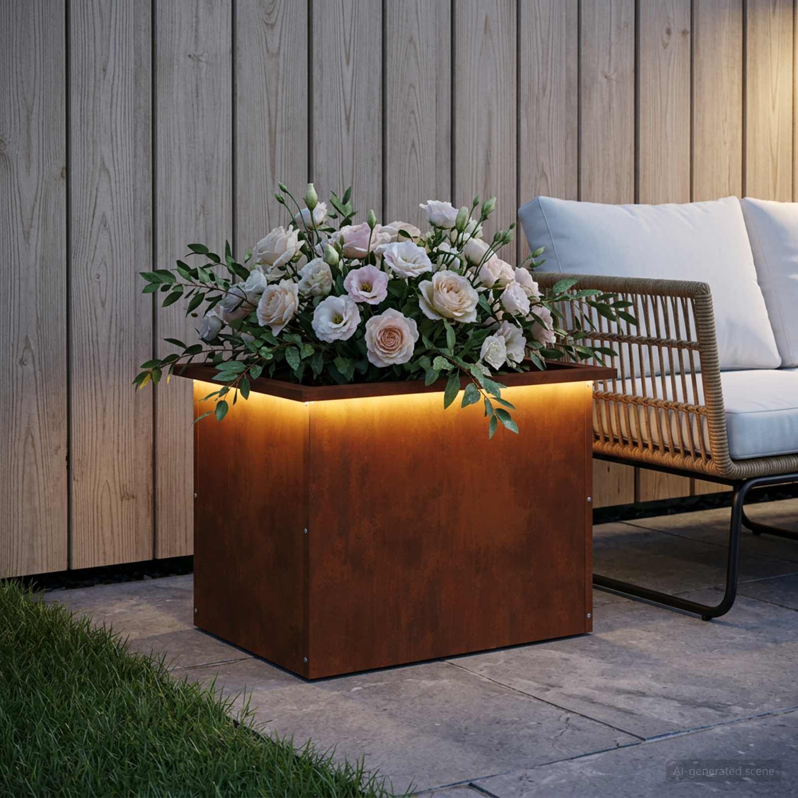 Plantenbak met led Roestkleurig 40 x 60 x 40 cm weervast staal image 3
