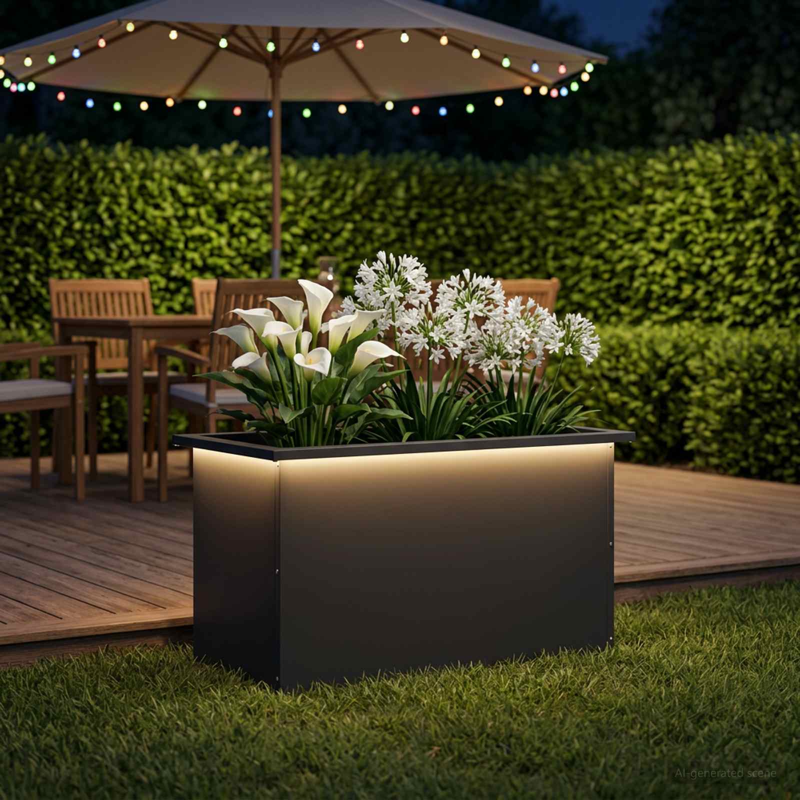 Plantenbak met led Zwart 40 x 80 x 40 cm Staal image 1