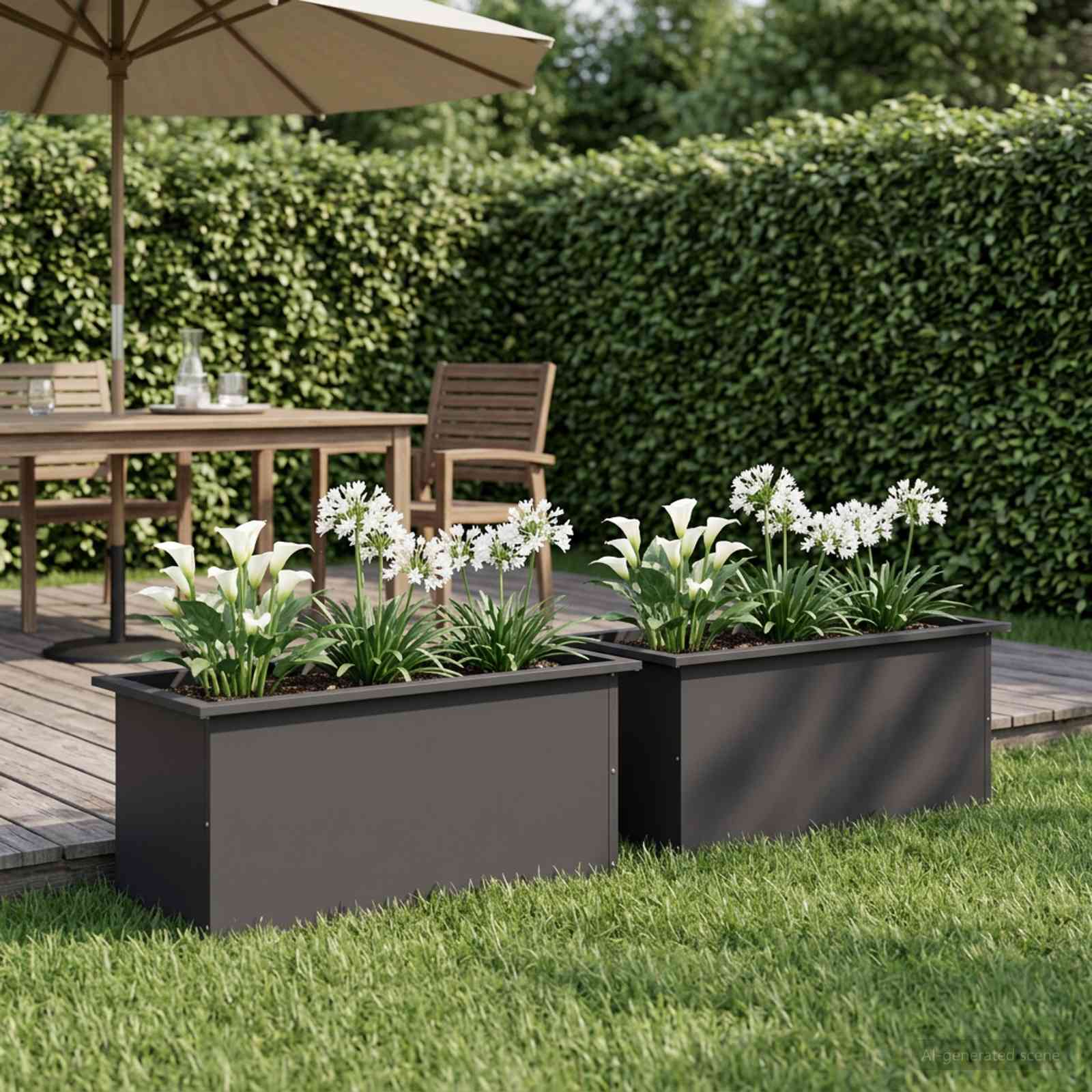 vidaXL Plantekasse med LED 2 stk. Sort 40 x 80 x 40 cm Stål