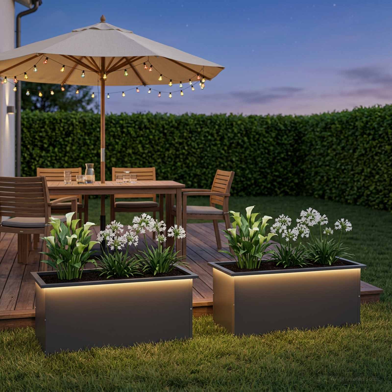 Plantenbak met led 2 st Zwart 40 x 80 x 40 cm Staal image 3