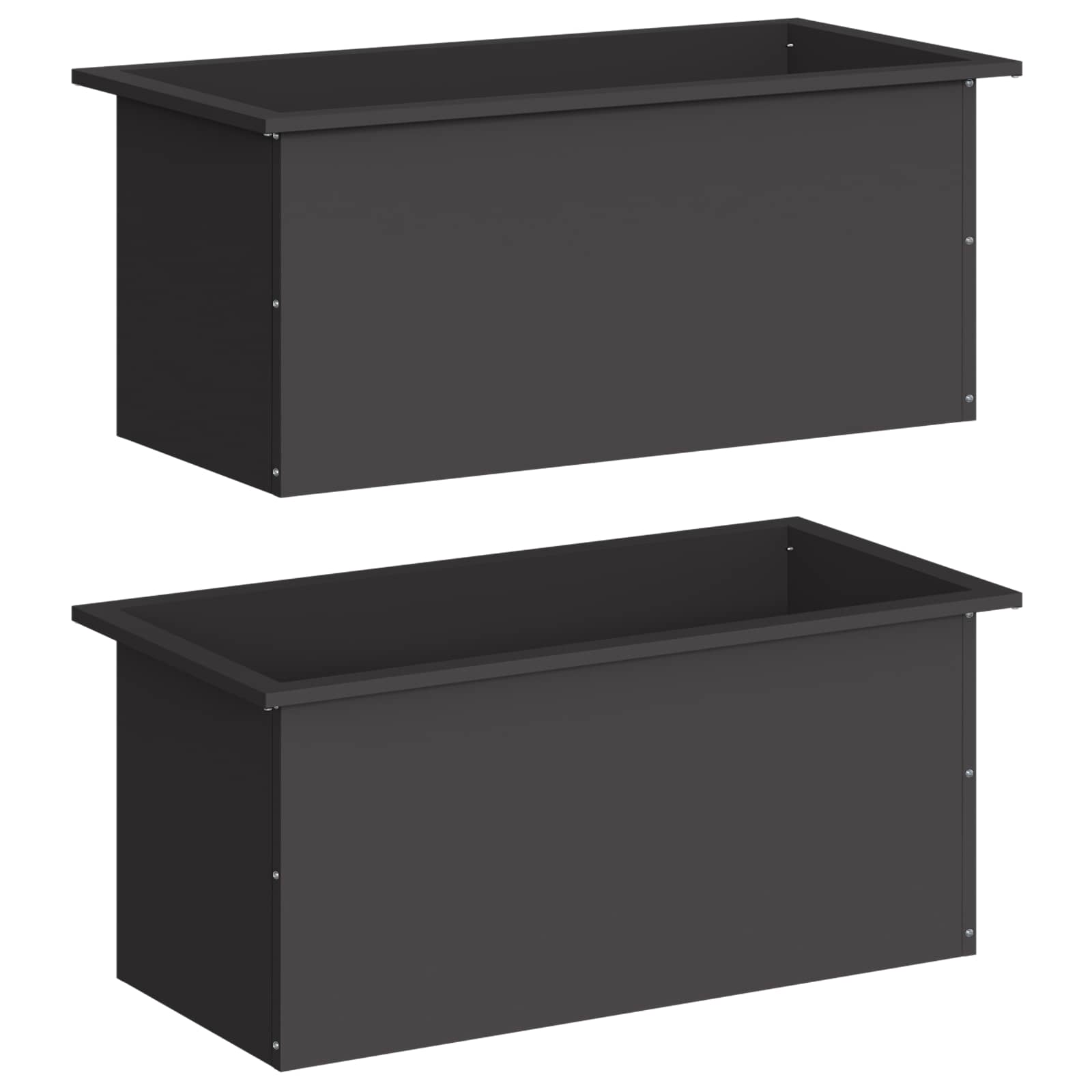 Plantenbak met led 2 st Zwart 40 x 80 x 40 cm Staal image 4