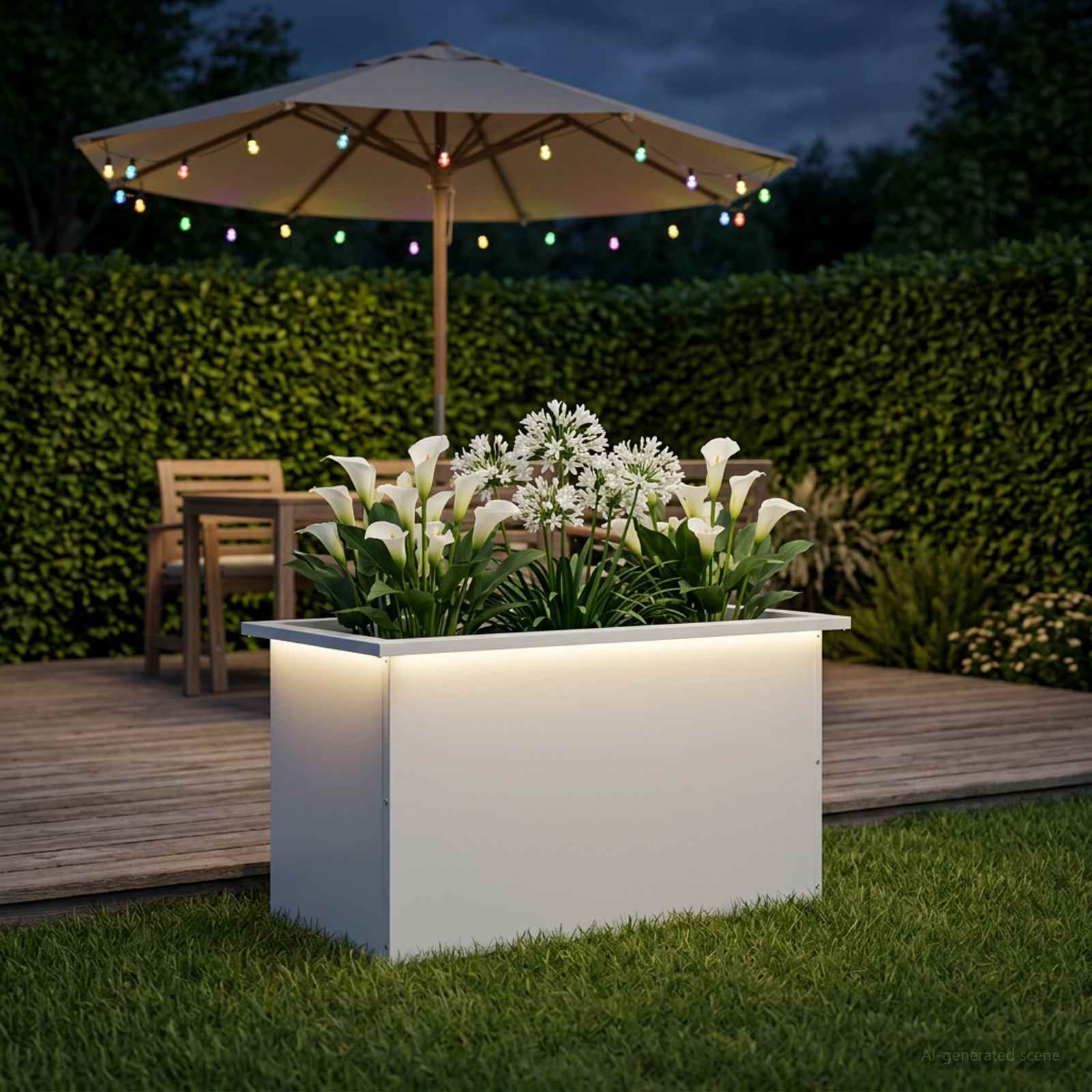 Plantenbak met led Wit 40 x 80 x 40 cm Staal image 3