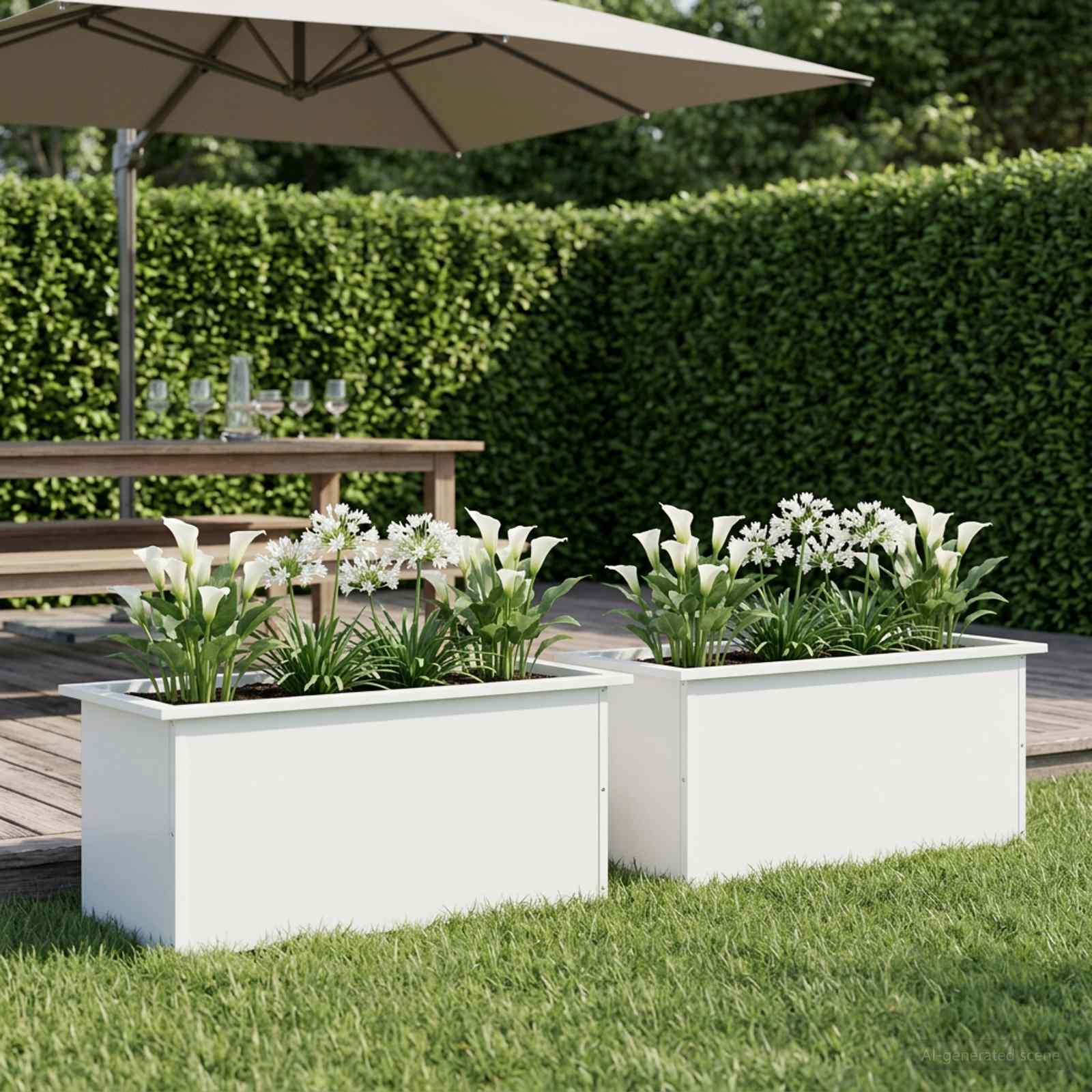 Plantenbak met led 2 st Wit 40 x 80 x 40 cm Staal image 3