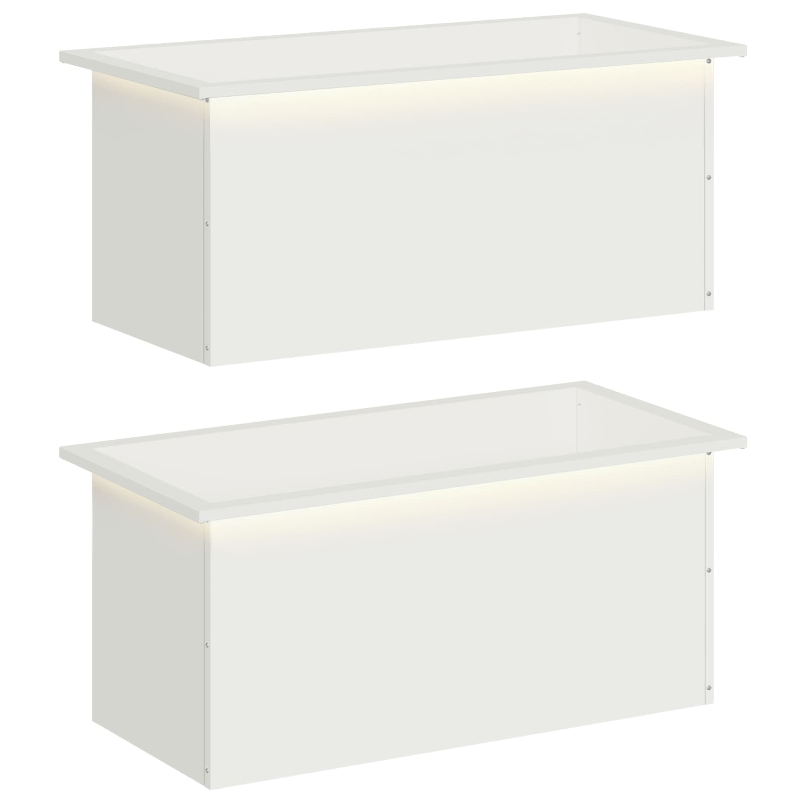 Plantenbak met led 2 st Wit 40 x 80 x 40 cm Staal image 2