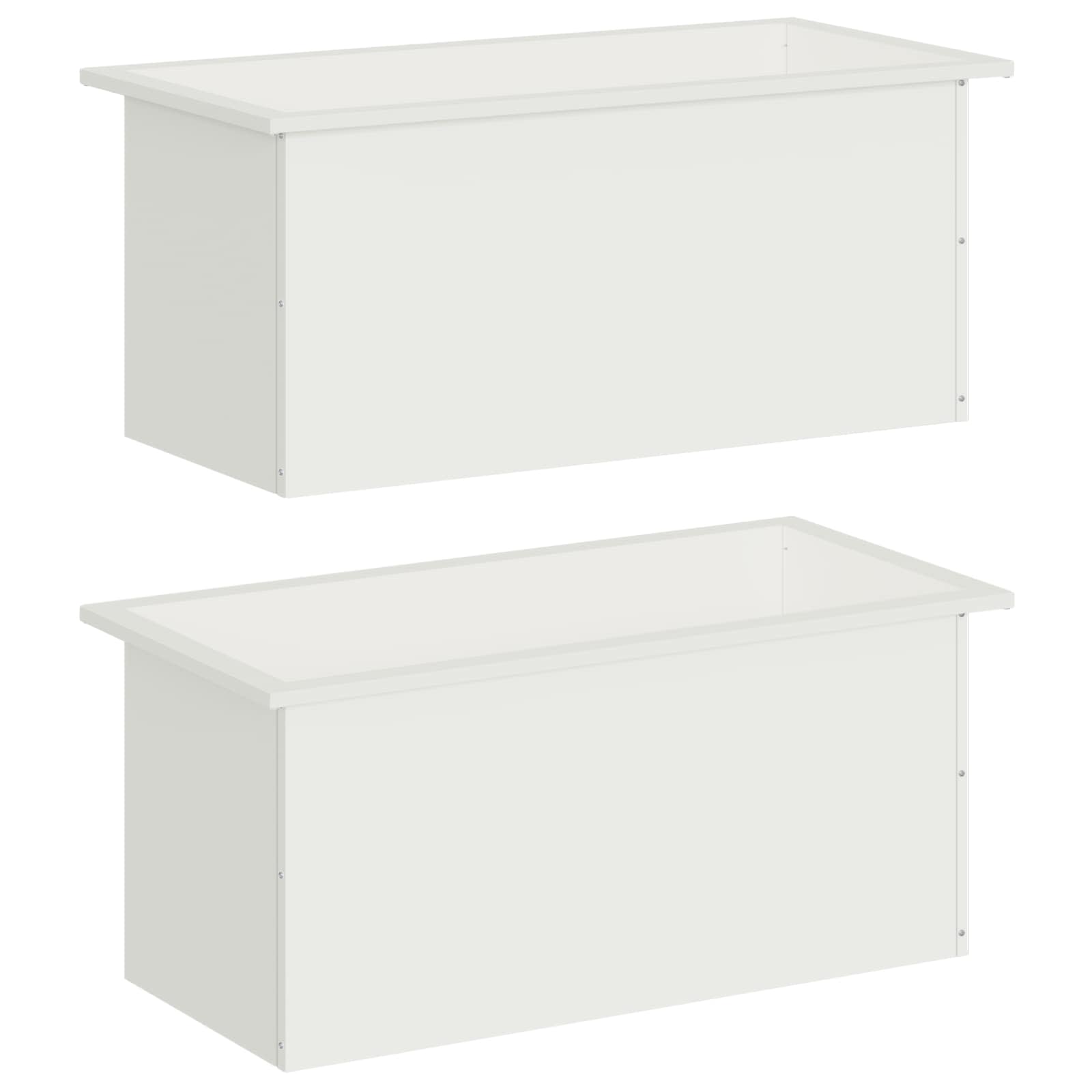 Plantenbak met led 2 st Wit 40 x 80 x 40 cm Staal image 4