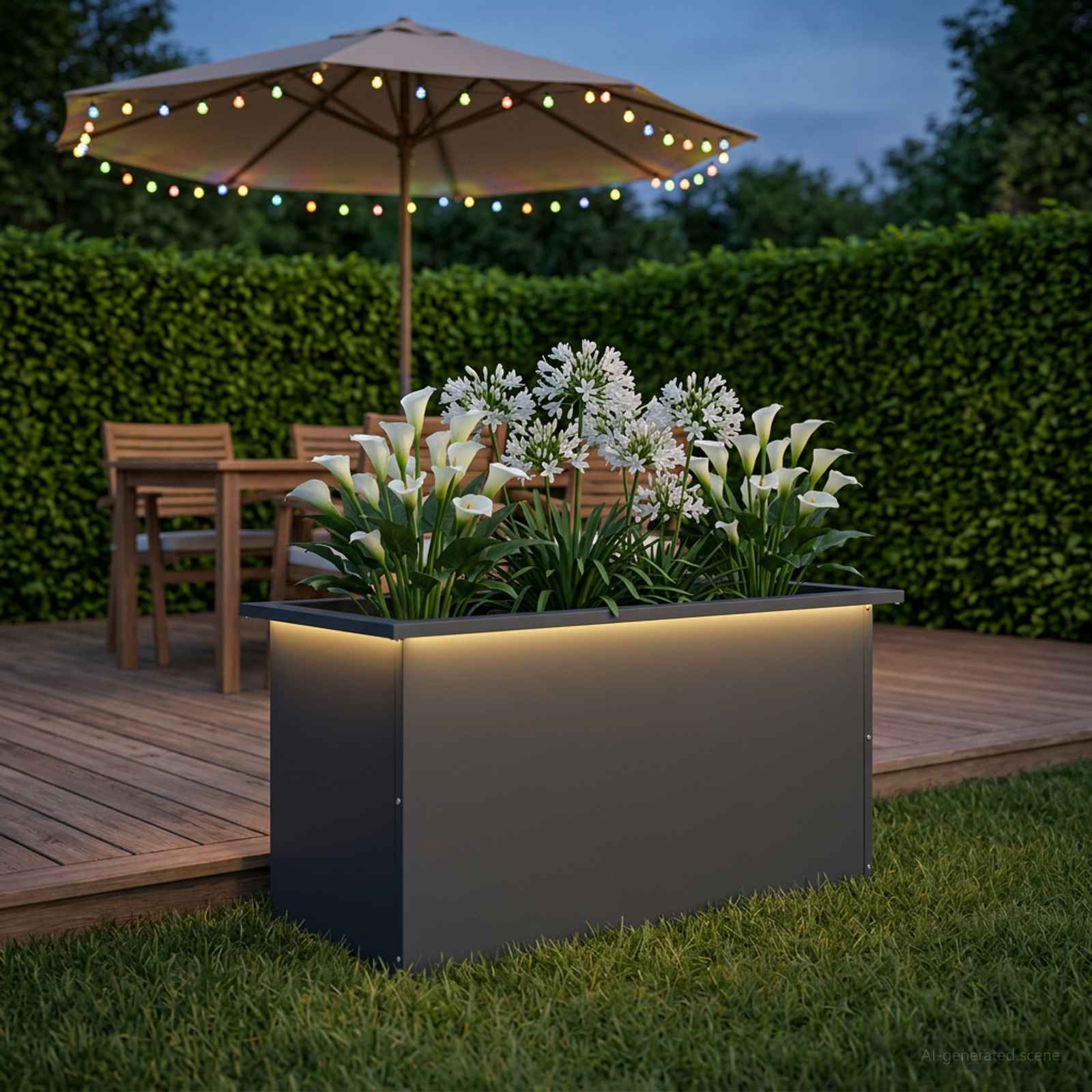 Plantenbak met led Antraciet 40 x 80 x 40 cm Staal image 1
