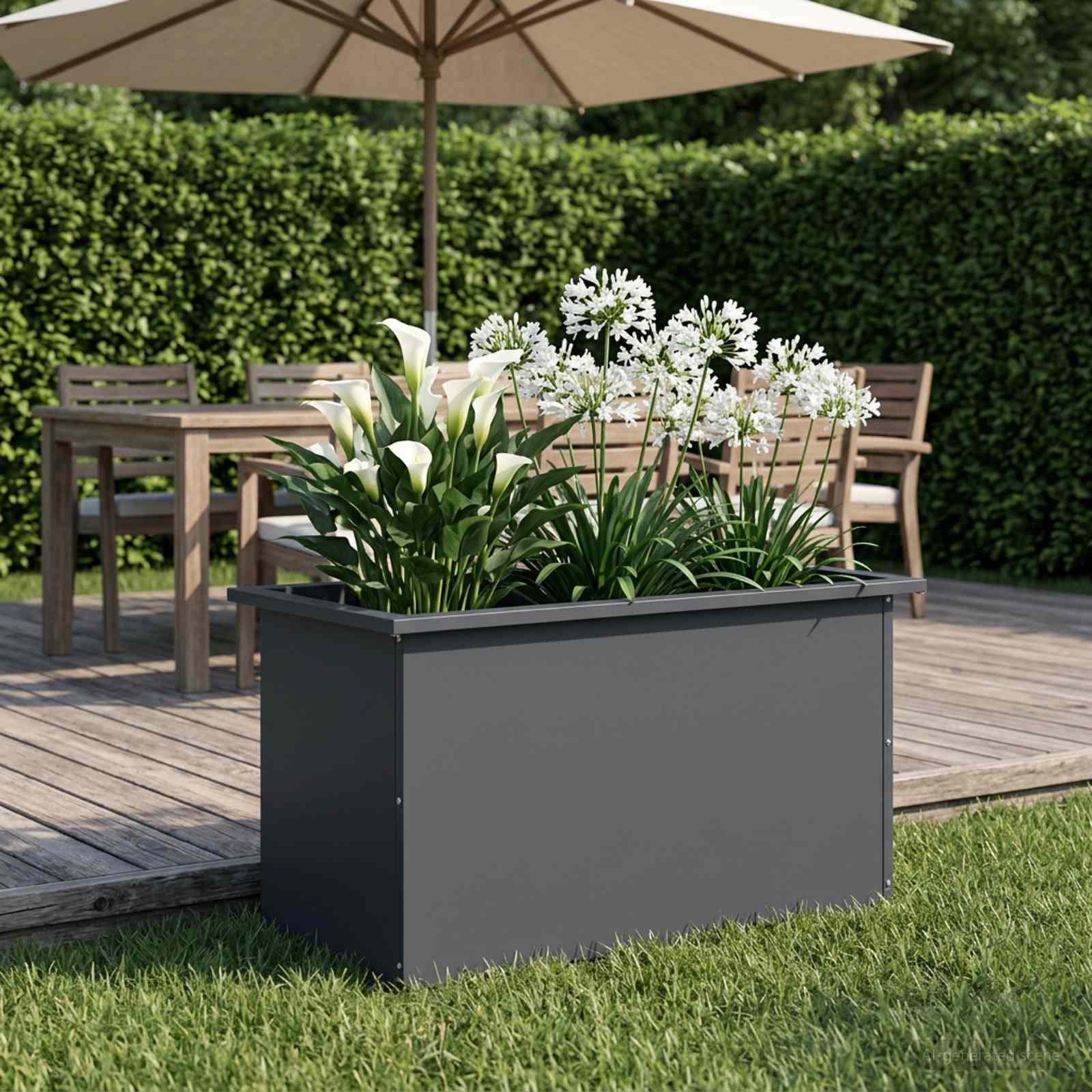 Plantenbak met led Antraciet 40 x 80 x 40 cm Staal image 3
