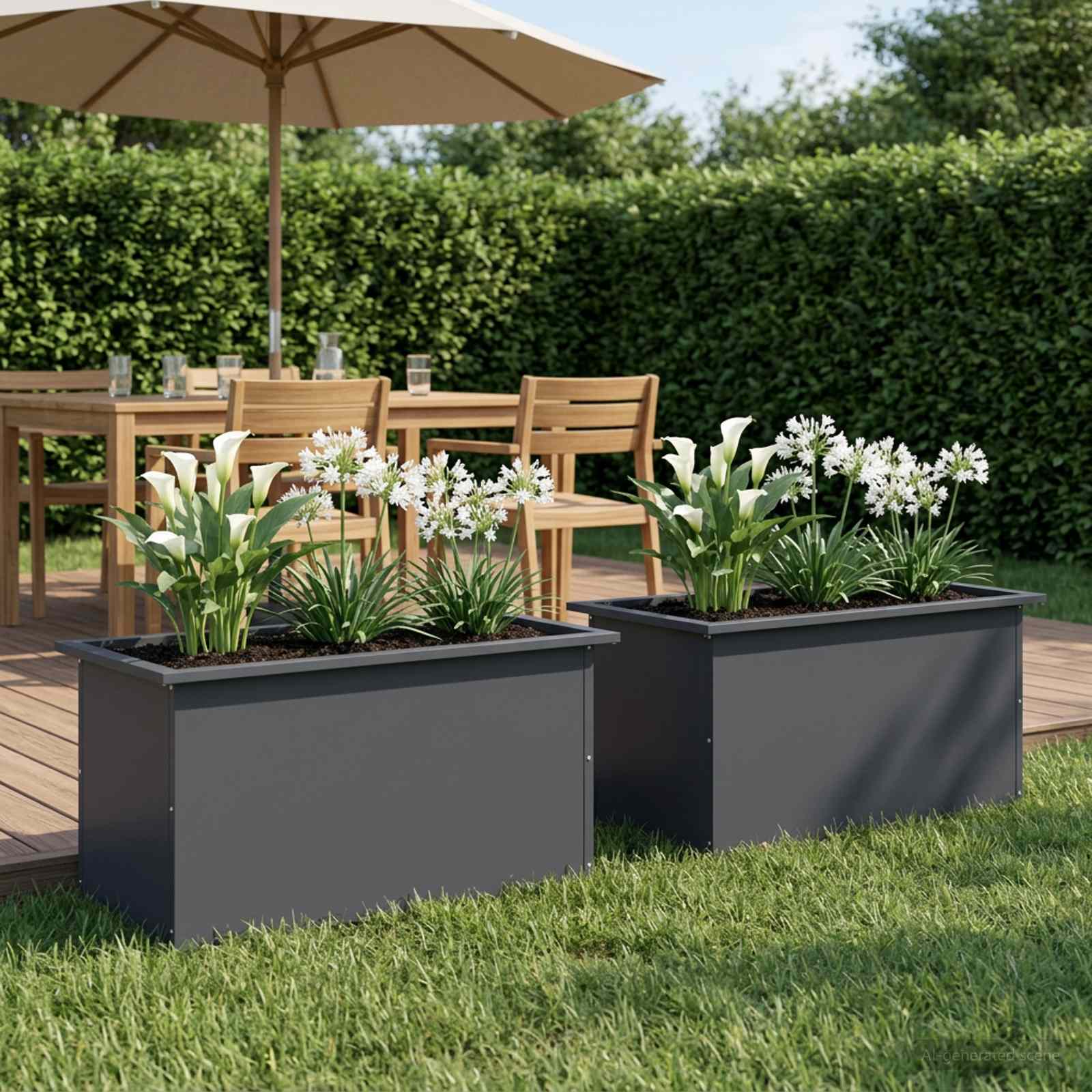 Plantenbak met led 2 st Antraciet 40 x 80 x 40 cm Staal image 1