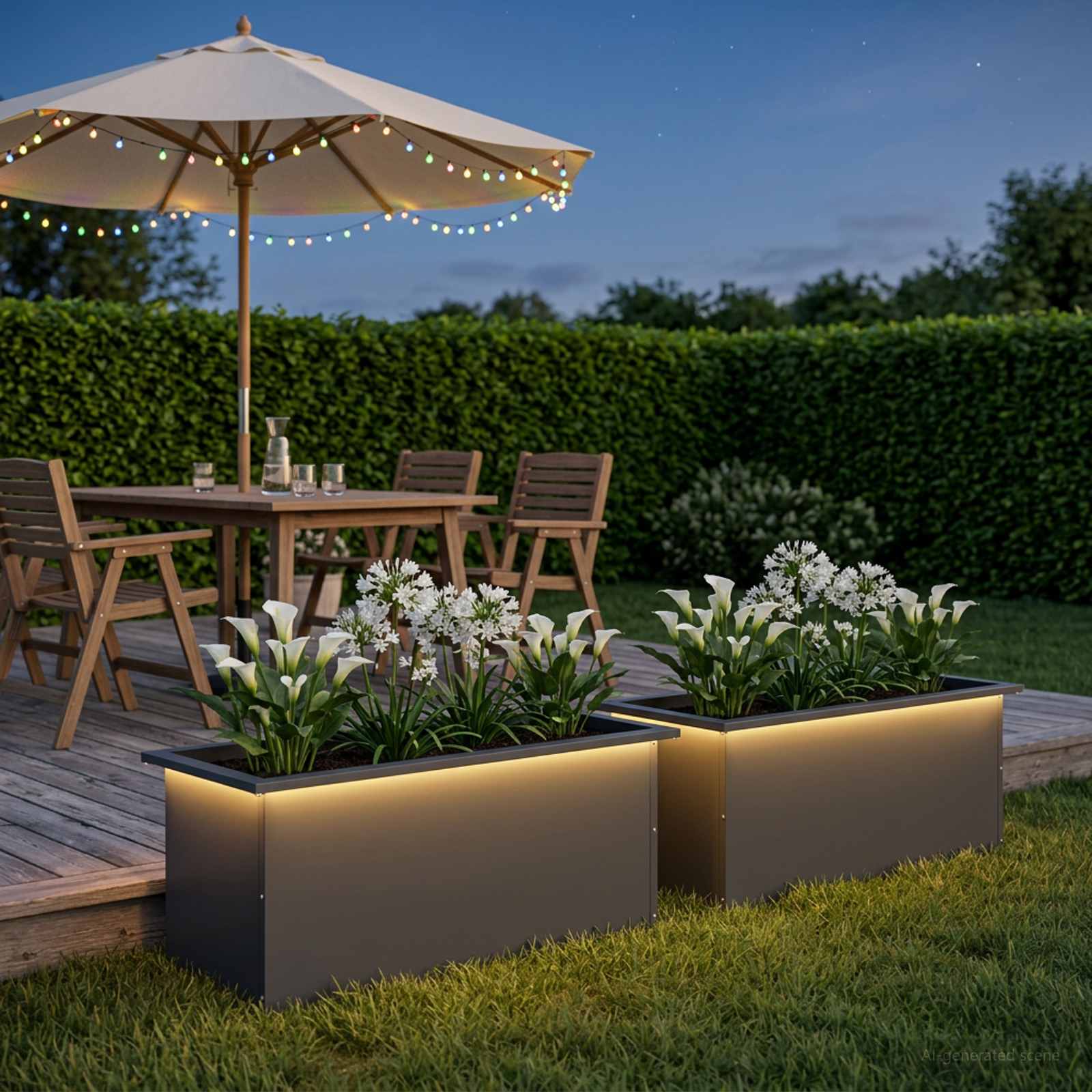 Plantenbak met led 2 st Antraciet 40 x 80 x 40 cm Staal image 3