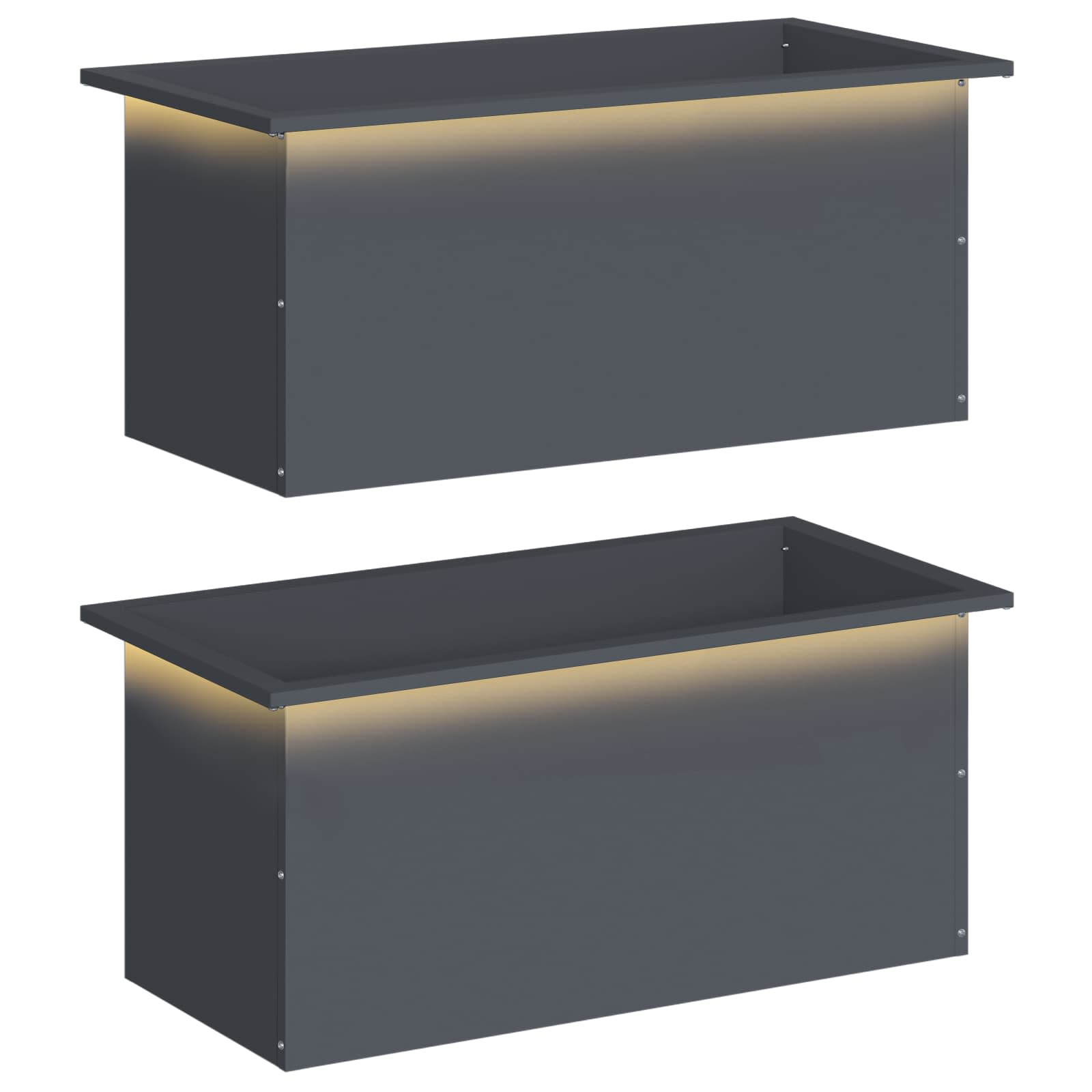 Plantenbak met led 2 st Antraciet 40 x 80 x 40 cm Staal image 2
