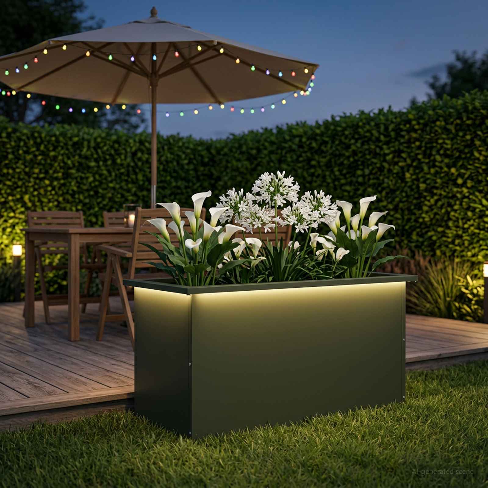 Plantenbak met led Olijfgroen 40 x 80 x 40 cm Staal image 3