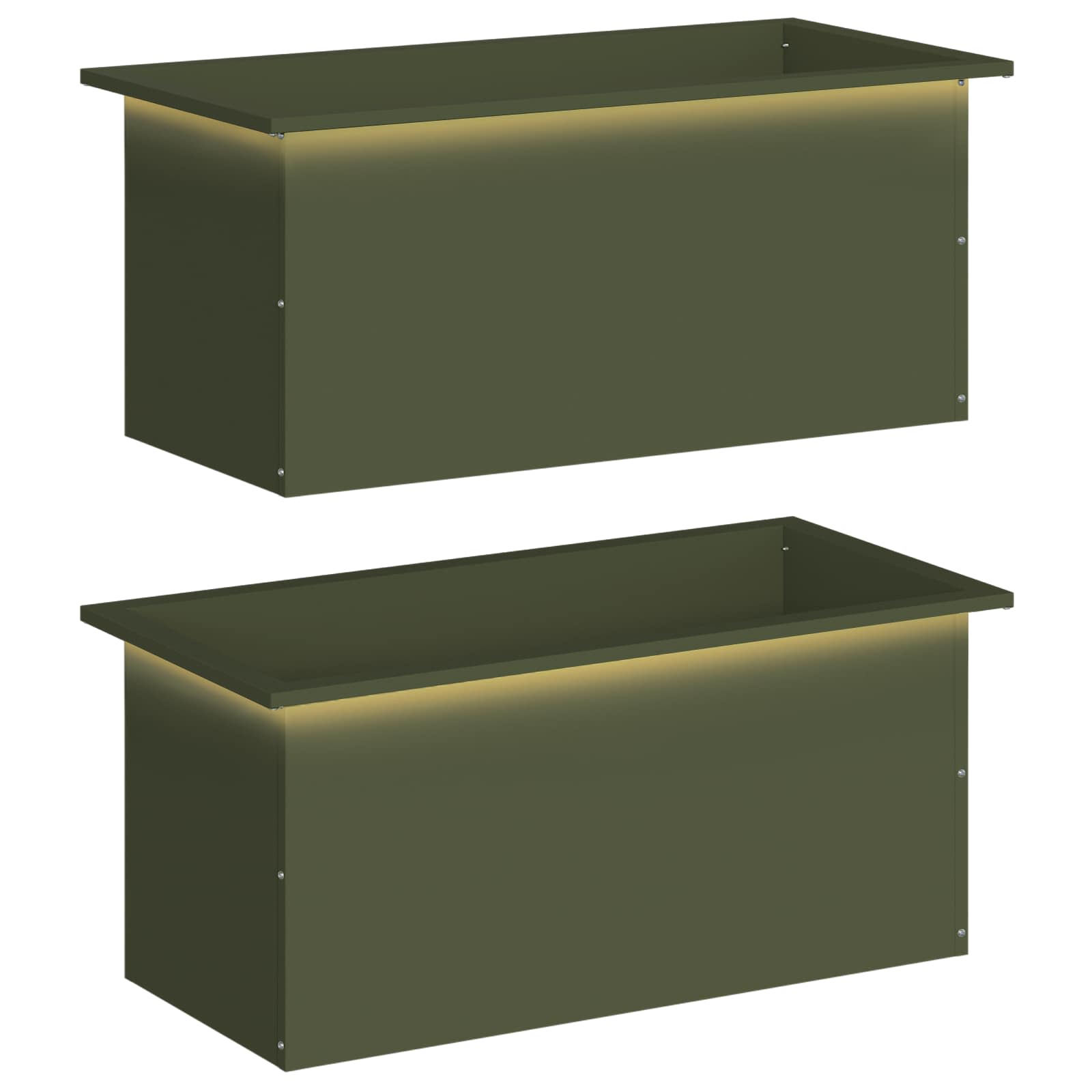 Plantenbak met led 2 st Olijfgroen 40 x 80 x 40 cm Staal image 2