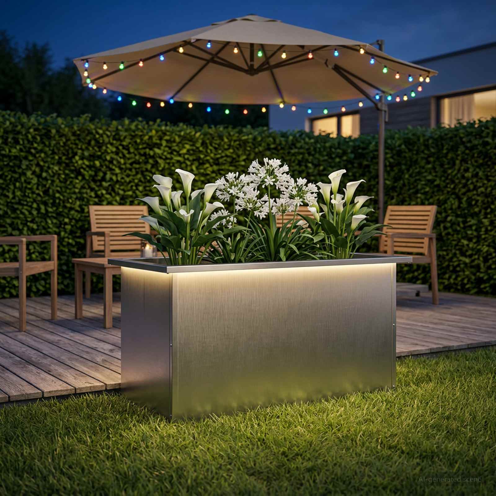 Plantenbak met led zilver 40 x 80 x 40 cm Roestvrij staal image 3