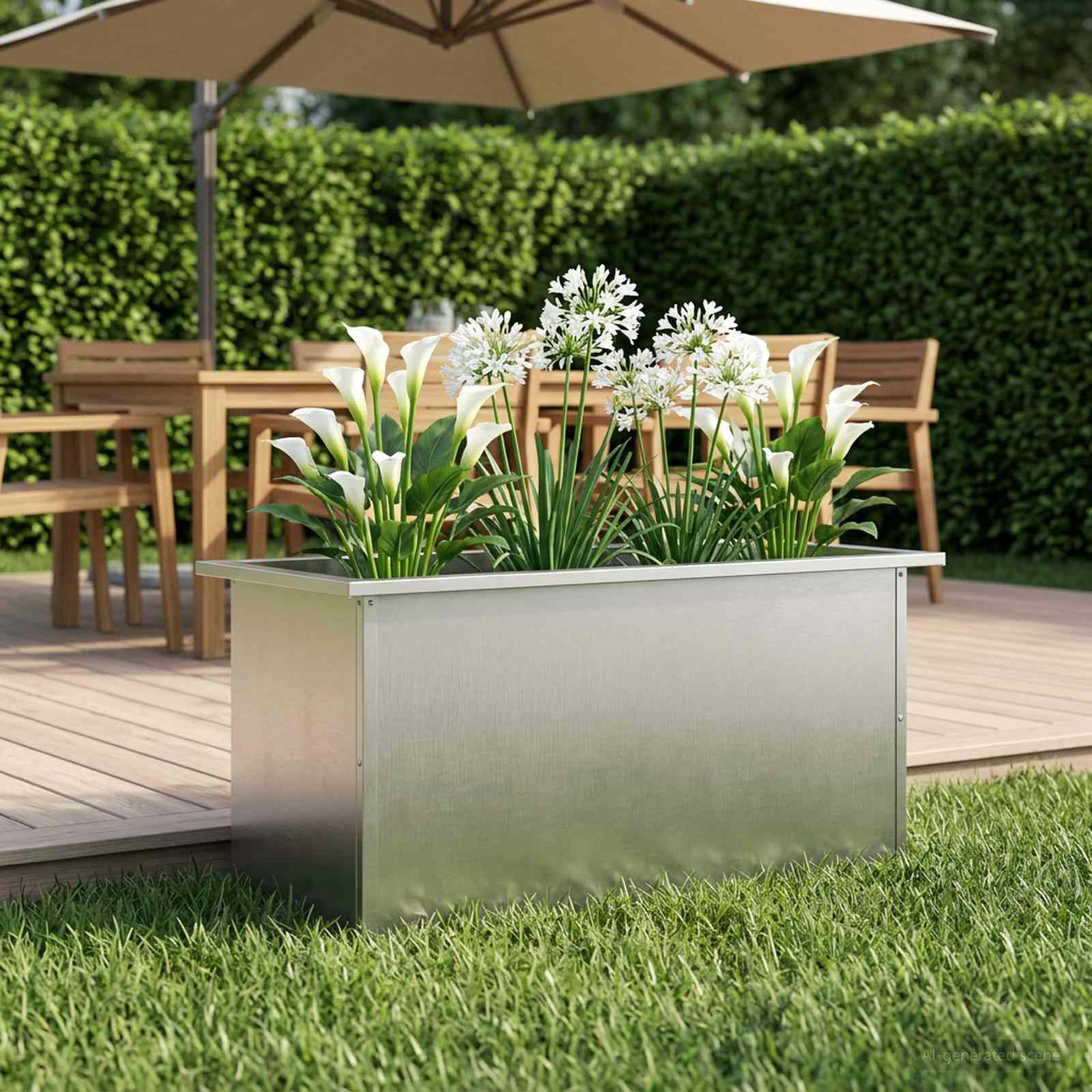 Plantenbak met led zilver 40 x 80 x 40 cm Roestvrij staal image 1
