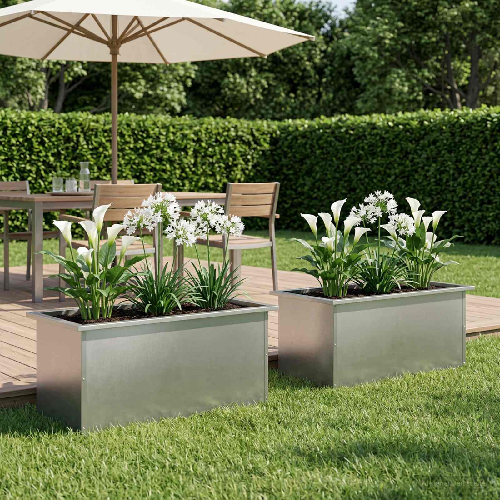 Plantenbak met led 2 st zilver 40 x 80 x 40 cm Roestvrij staal image 3