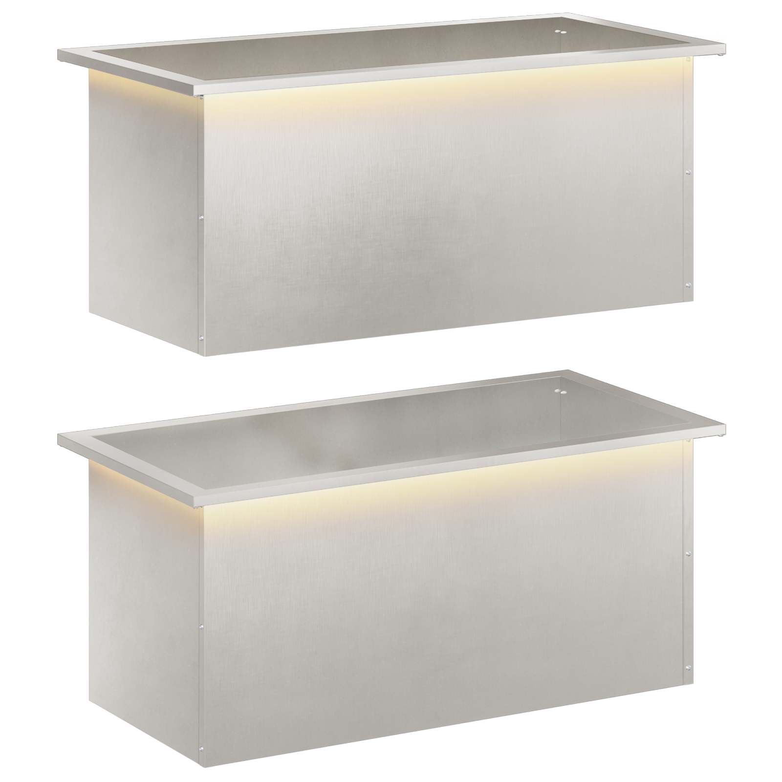 Plantenbak met led 2 st zilver 40 x 80 x 40 cm Roestvrij staal image 2