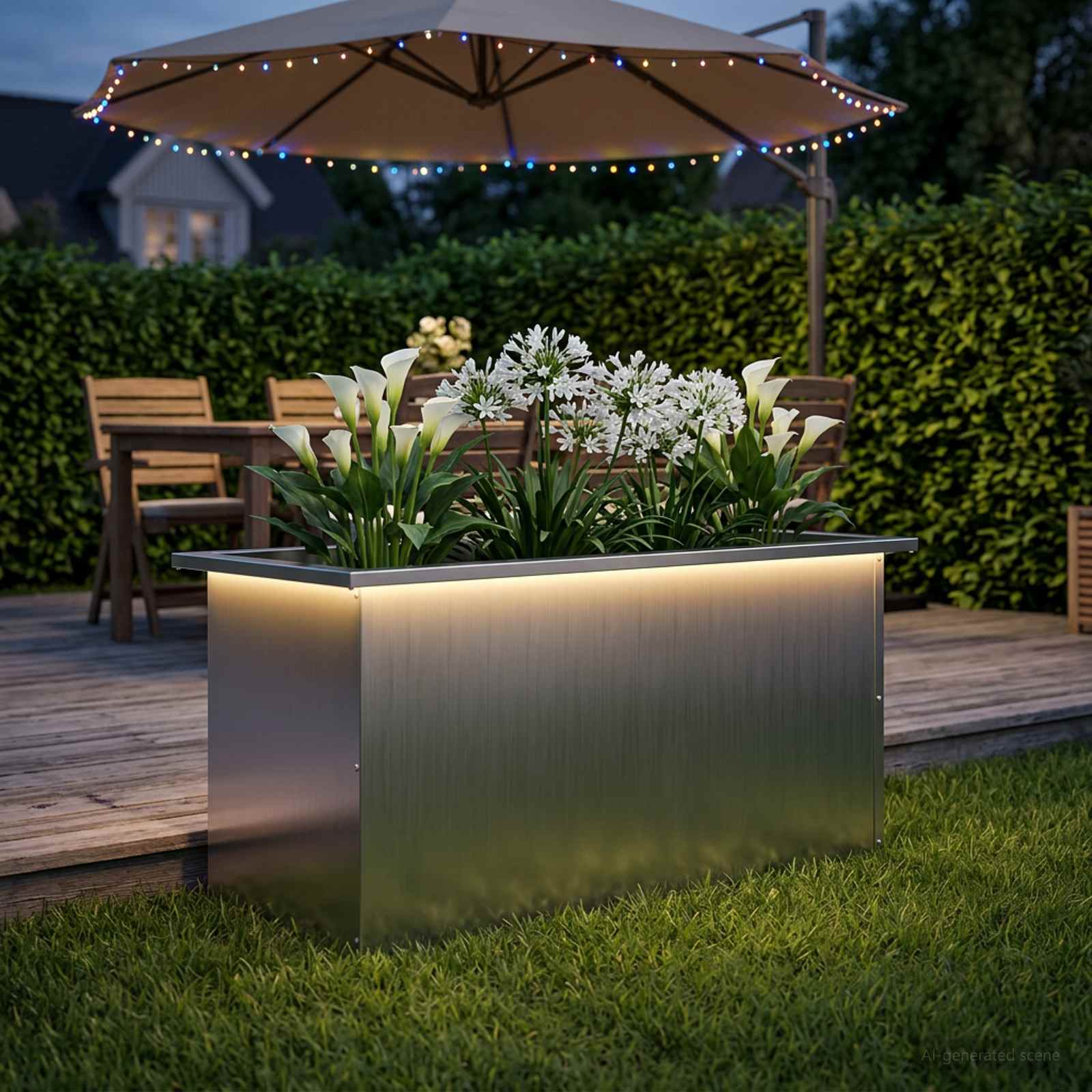 Plantenbak met led zilver 40 x 80 x 40 cm Gegalvaniseerd staal image 1