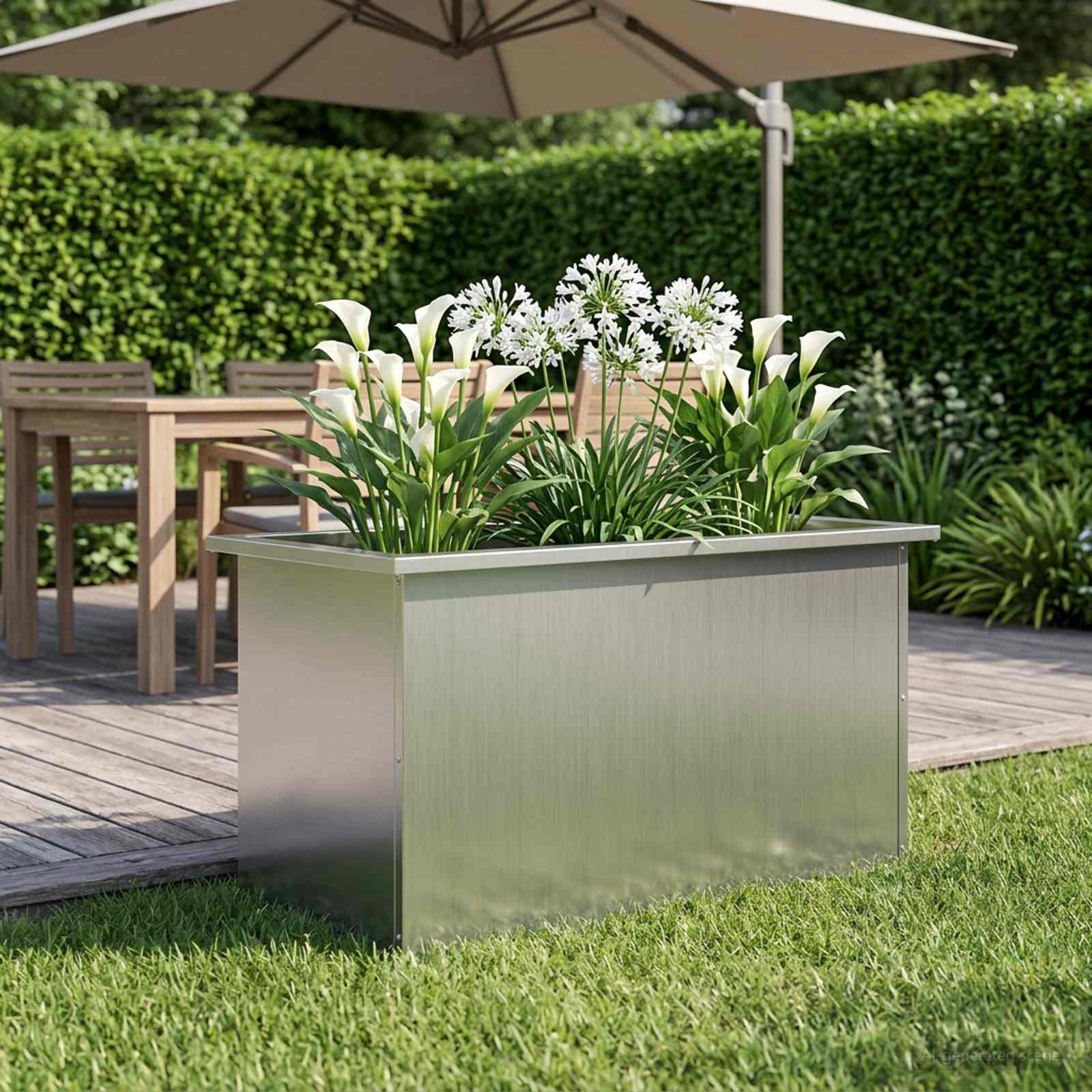 Plantenbak met led zilver 40 x 80 x 40 cm Gegalvaniseerd staal image 3
