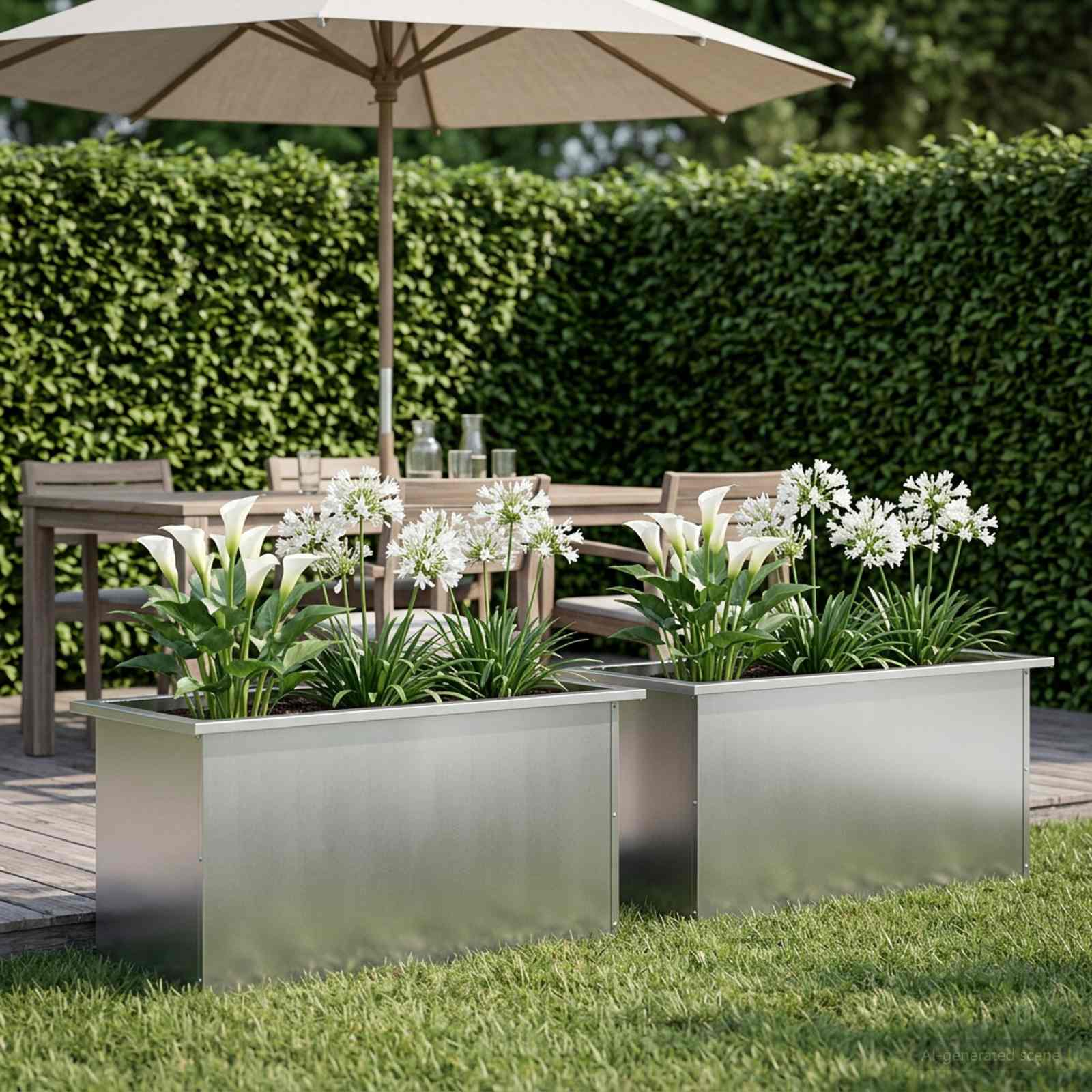 Plantenbak met led 2 st zilver 40 x 80 x 40 cm image 3