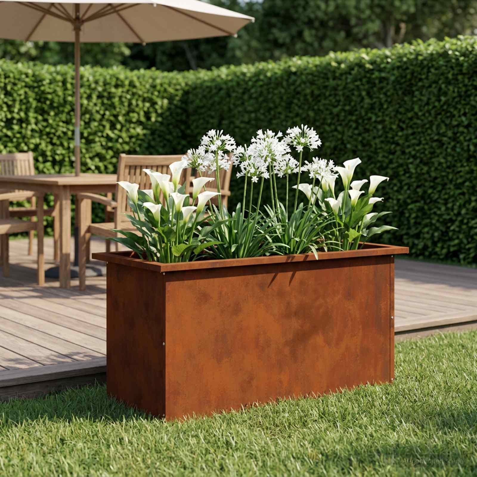 Plantenbak met led Roestkleurig 40 x 80 x 40 cm weervast staal image 3