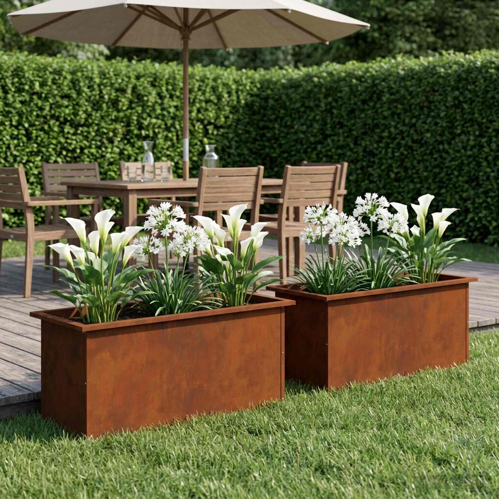 Plantenbak met led 2 st Roestkleurig 40 x 80 x 40 cm image 3