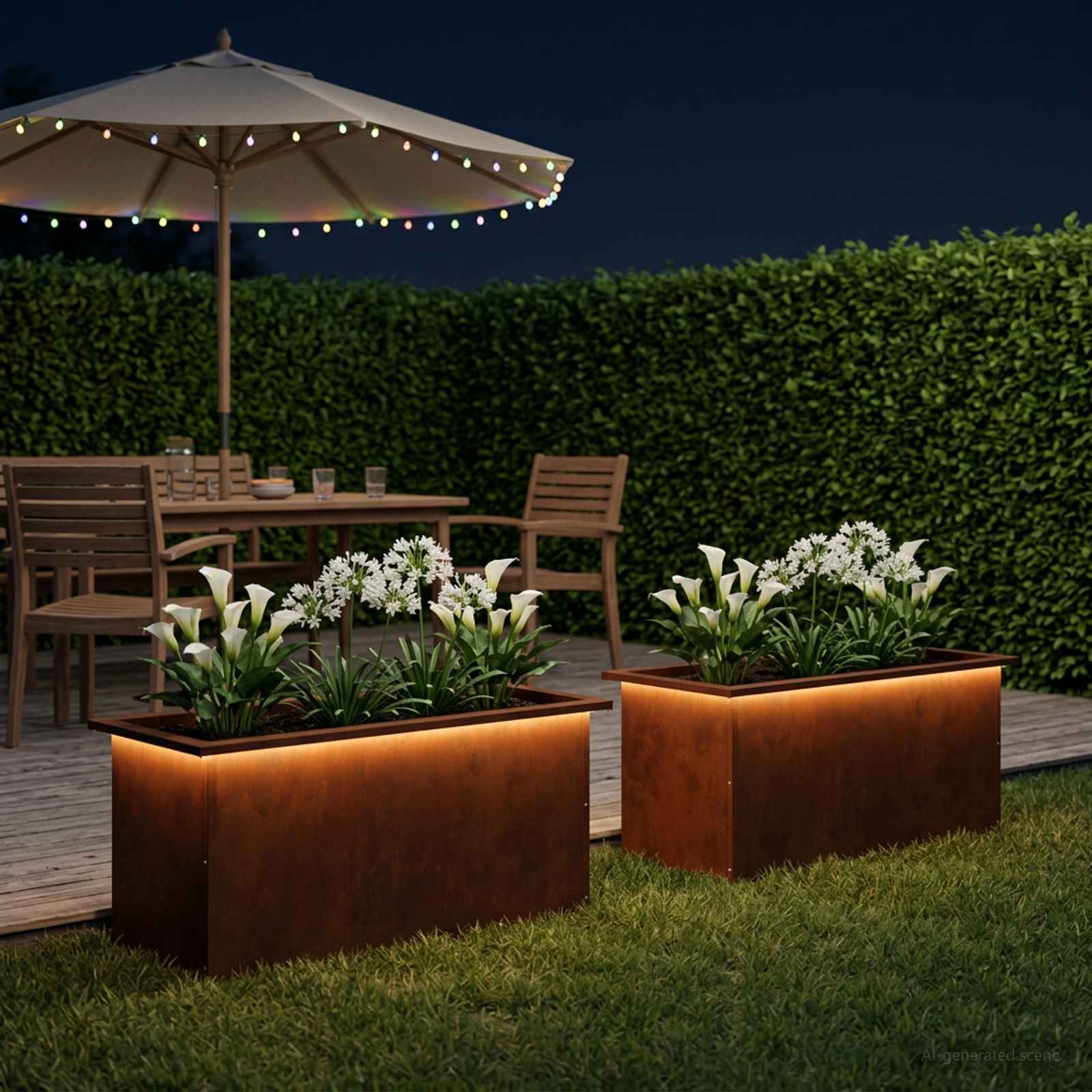 Plantenbak met led 2 st Roestkleurig 40 x 80 x 40 cm image 1