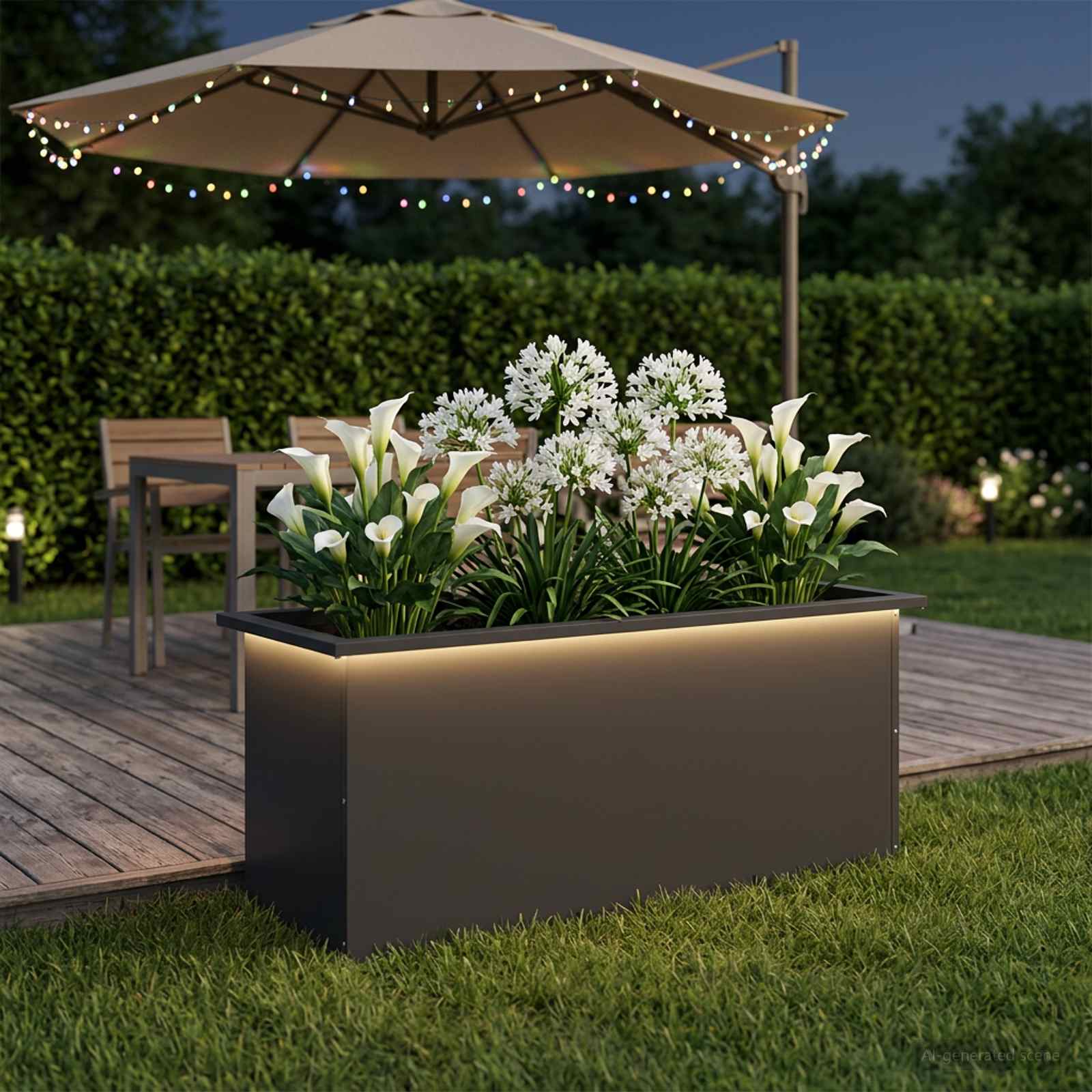 Plantenbak met led Zwart 40 x 100 x 40 cm Staal image 3