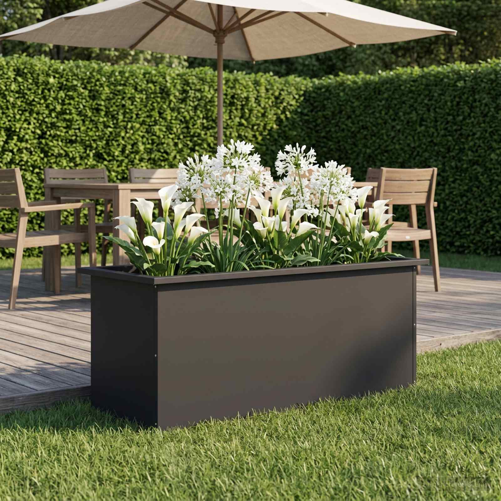 Plantenbak met led Zwart 40 x 100 x 40 cm Staal image 1