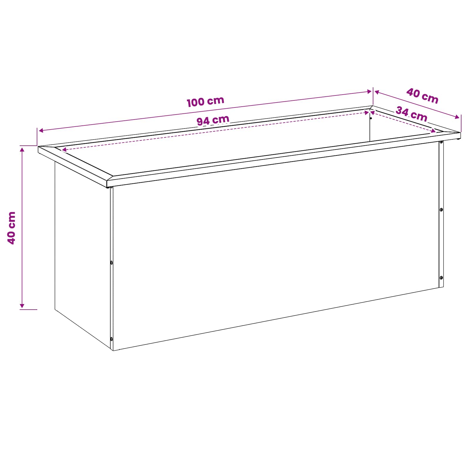 Plantenbak met led Zwart 40 x 100 x 40 cm Staal image 13