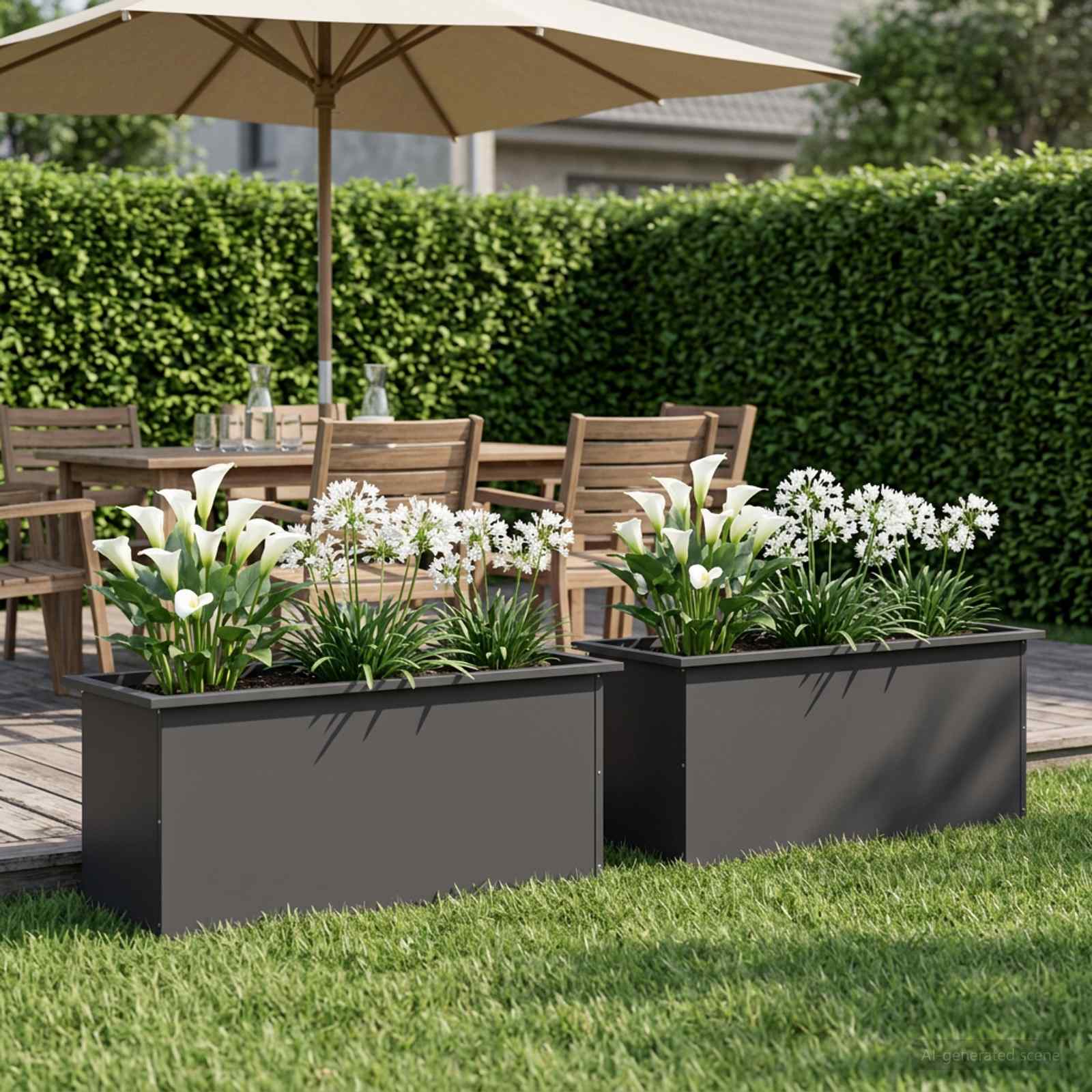 Plantenbak met led 2 st Zwart 40 x 100 x 40 cm Staal image 3