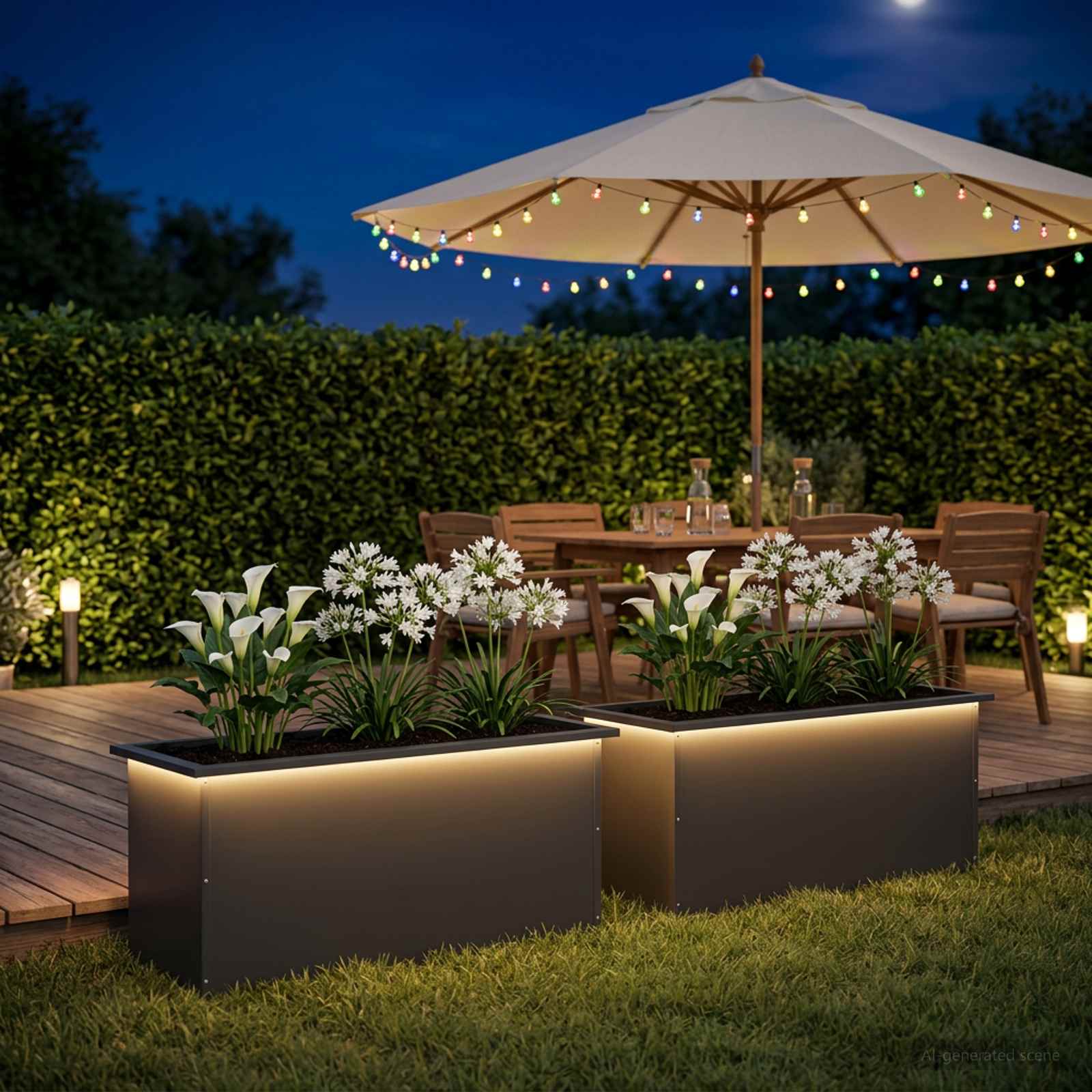 Plantenbak met led 2 st Zwart 40 x 100 x 40 cm Staal image 1