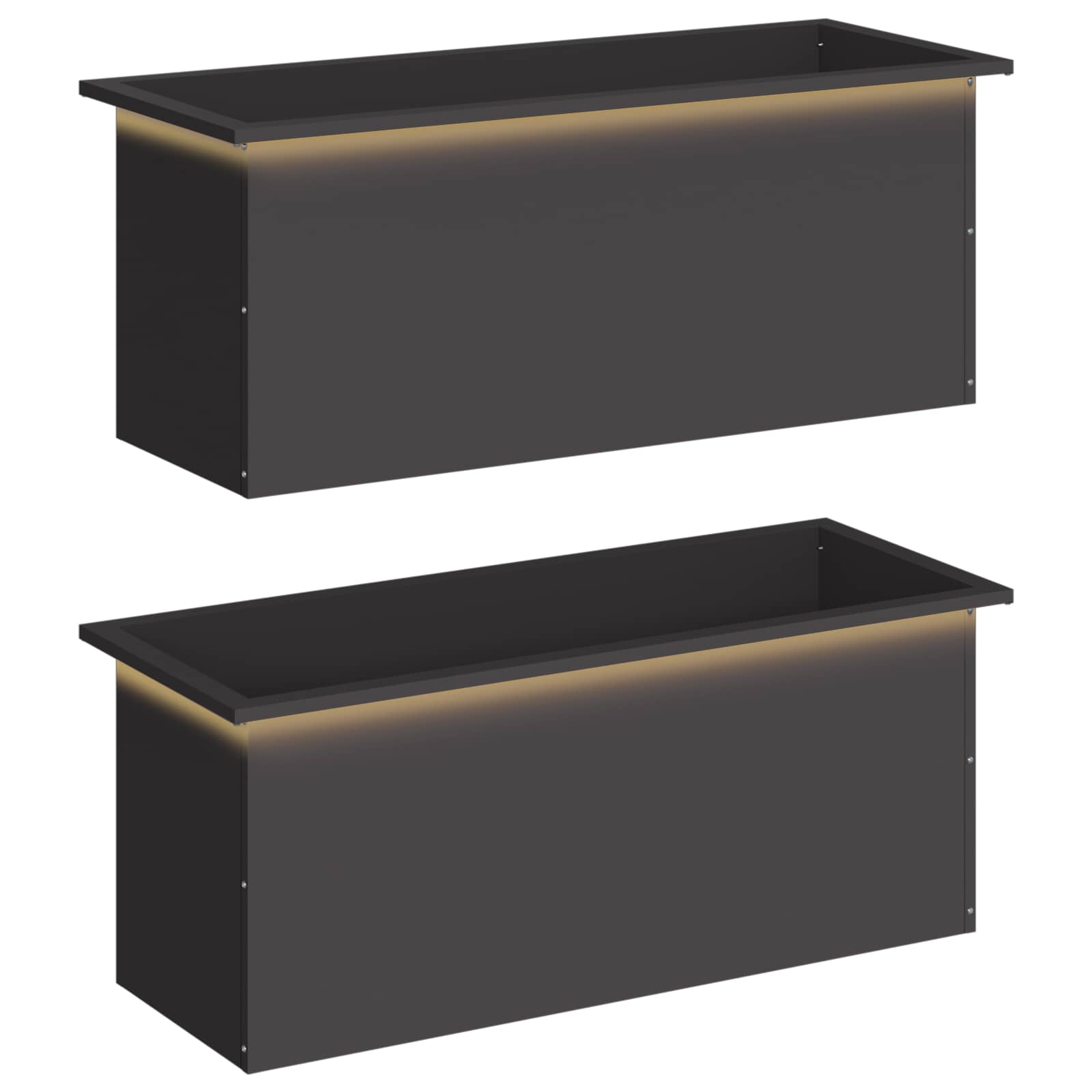 Plantenbak met led 2 st Zwart 40 x 100 x 40 cm Staal image 2