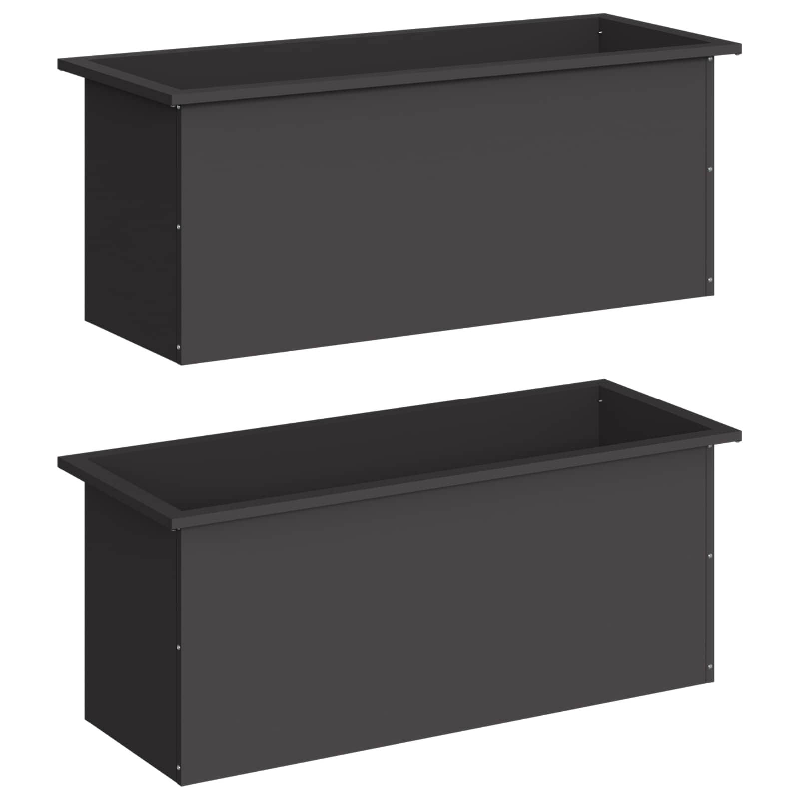 Plantenbak met led 2 st Zwart 40 x 100 x 40 cm Staal image 4