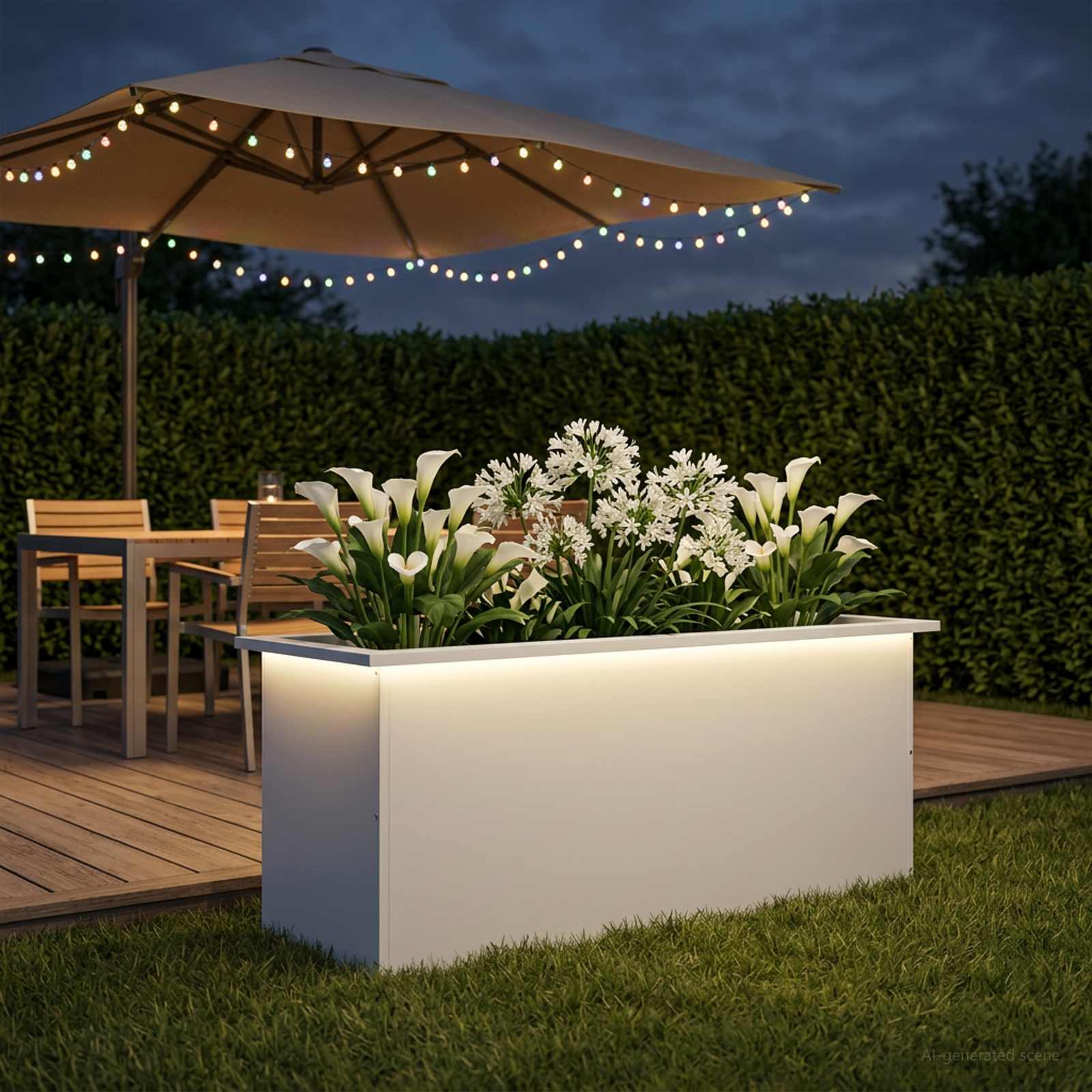 Plantenbak met led Wit 40 x 100 x 40 cm Staal image 3