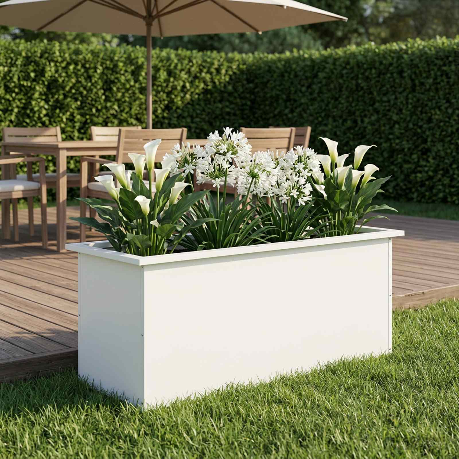 Plantenbak met led Wit 40 x 100 x 40 cm Staal image 1