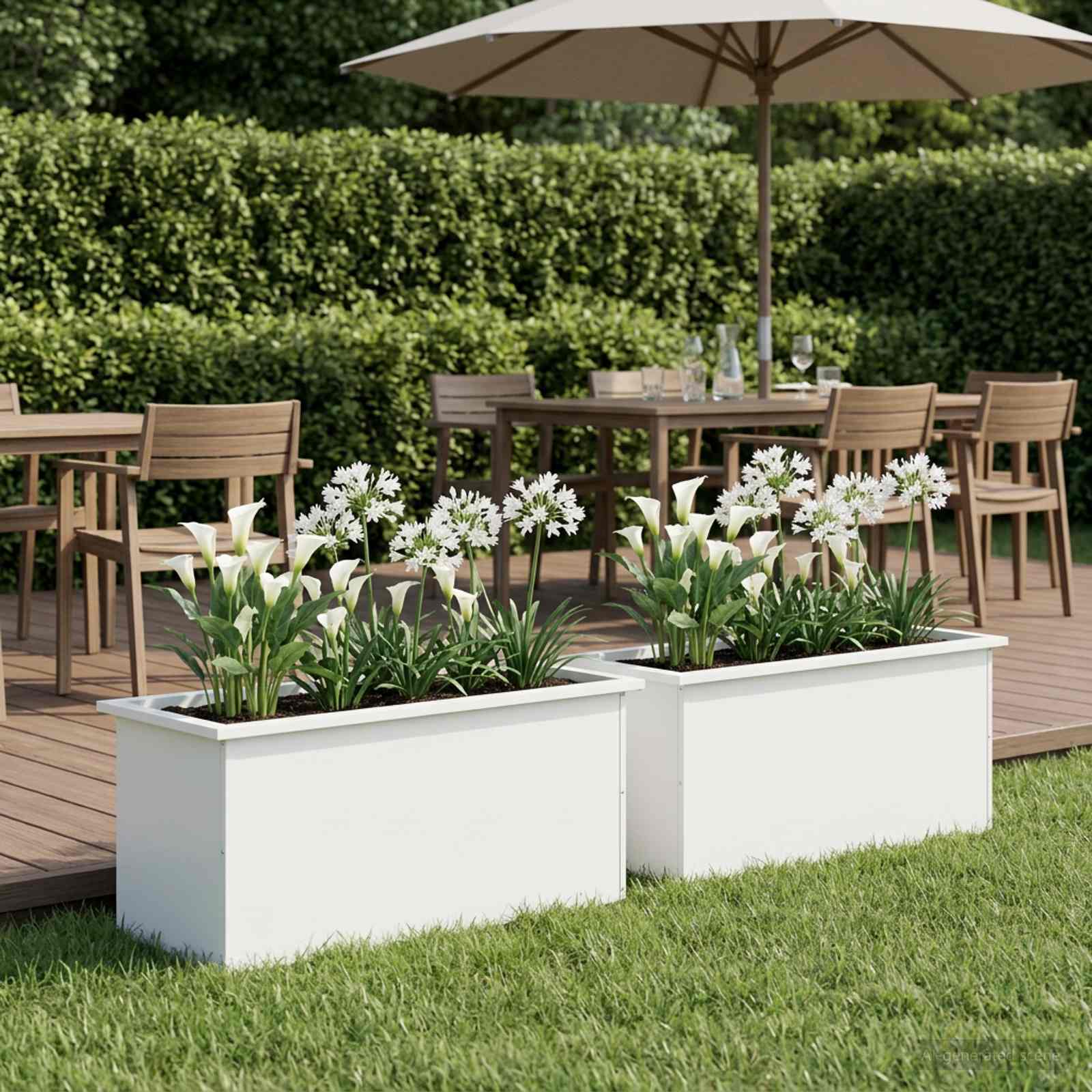Plantenbak met led 2 st Wit 40 x 100 x 40 cm Staal image 3