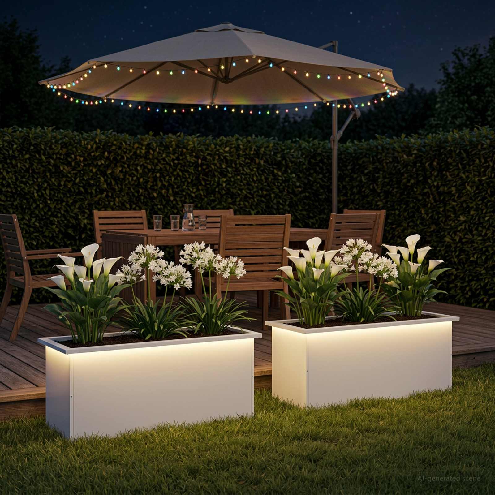 Plantenbak met led 2 st Wit 40 x 100 x 40 cm Staal image 1