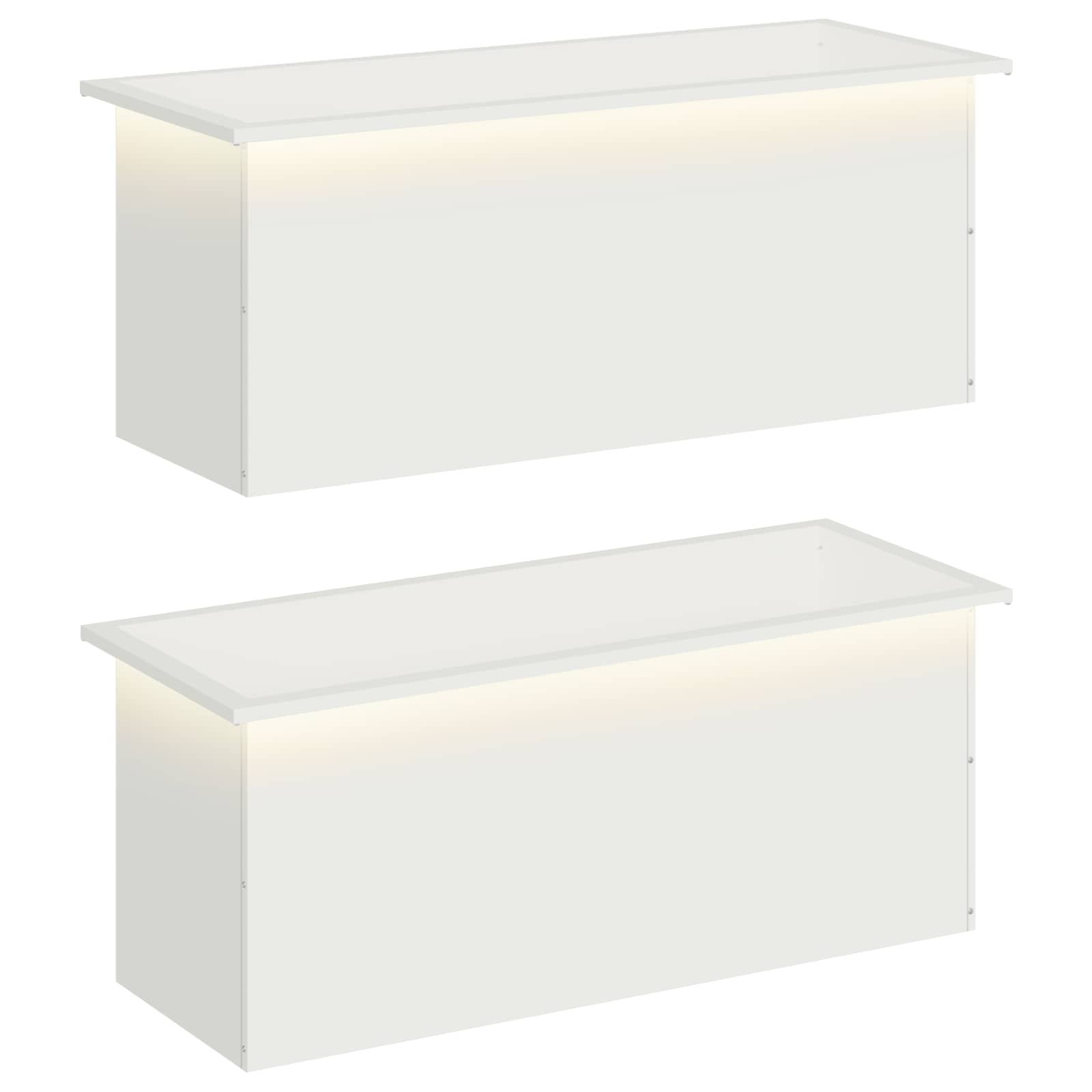 Plantenbak met led 2 st Wit 40 x 100 x 40 cm Staal image 2
